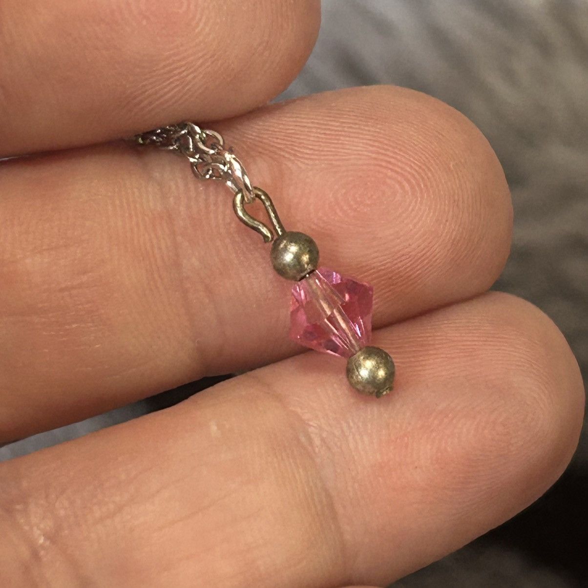 Handmade Handcrafted vintage pink glass crystal sterling necklace Size ONE SIZE - 1 Thumbnail