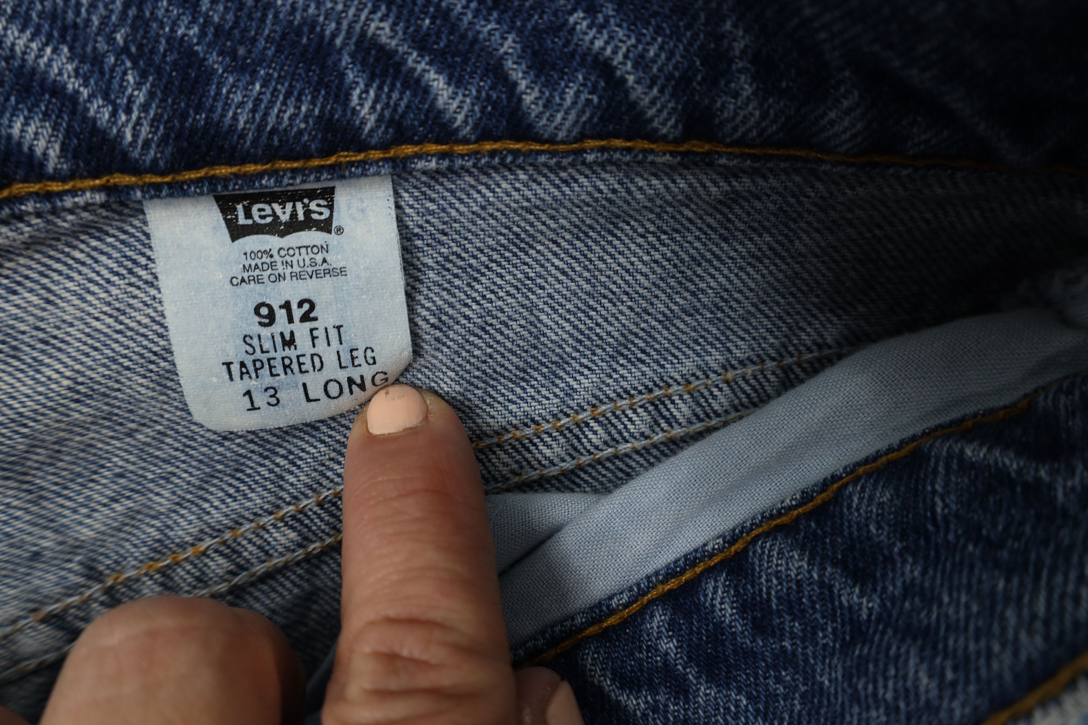 Levi's × Vintage Vintage 90s Levis 912 Orange Tab Denim Jeans Blue USA Size 34" / US 12 / IT 48 - 7 Thumbnail