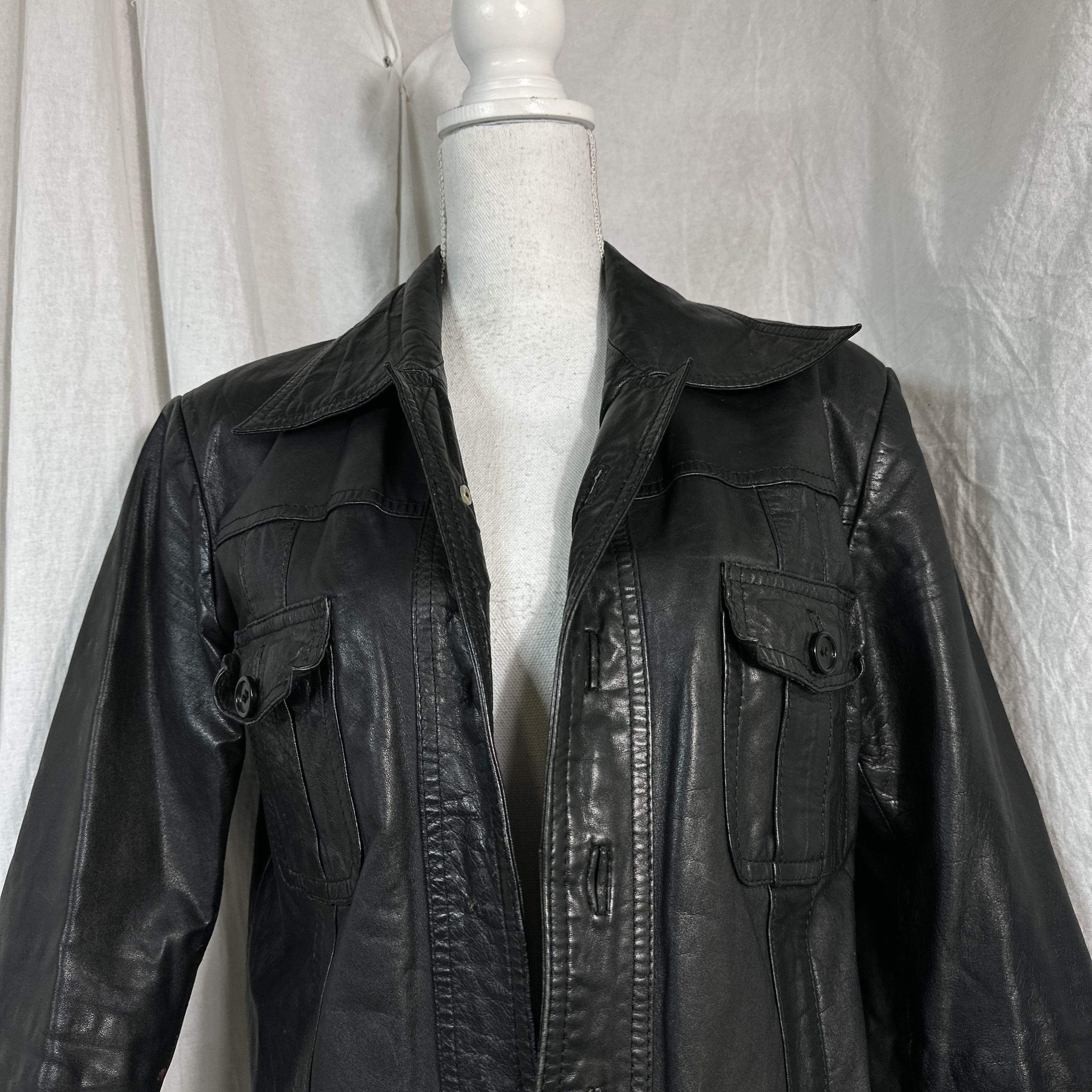 Vintage Vintage Leather Coat Size L / US 10 / IT 46 - 5 Thumbnail
