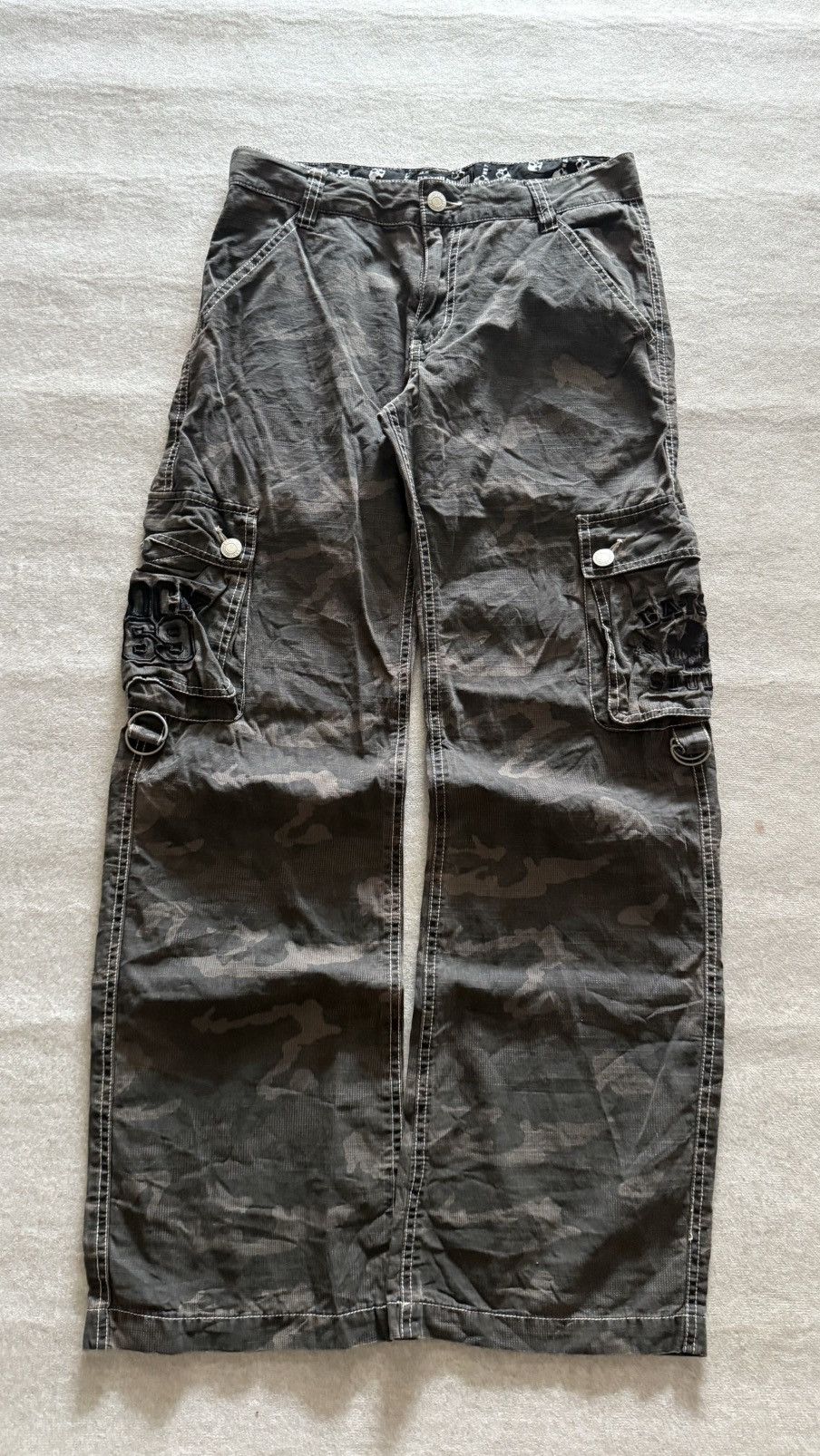 Japanese Brand Rare Ba-Tsu Studio Skull Embroidery Camo Tactical Pants Size US 28 / EU 44 - 1 Thumbnail