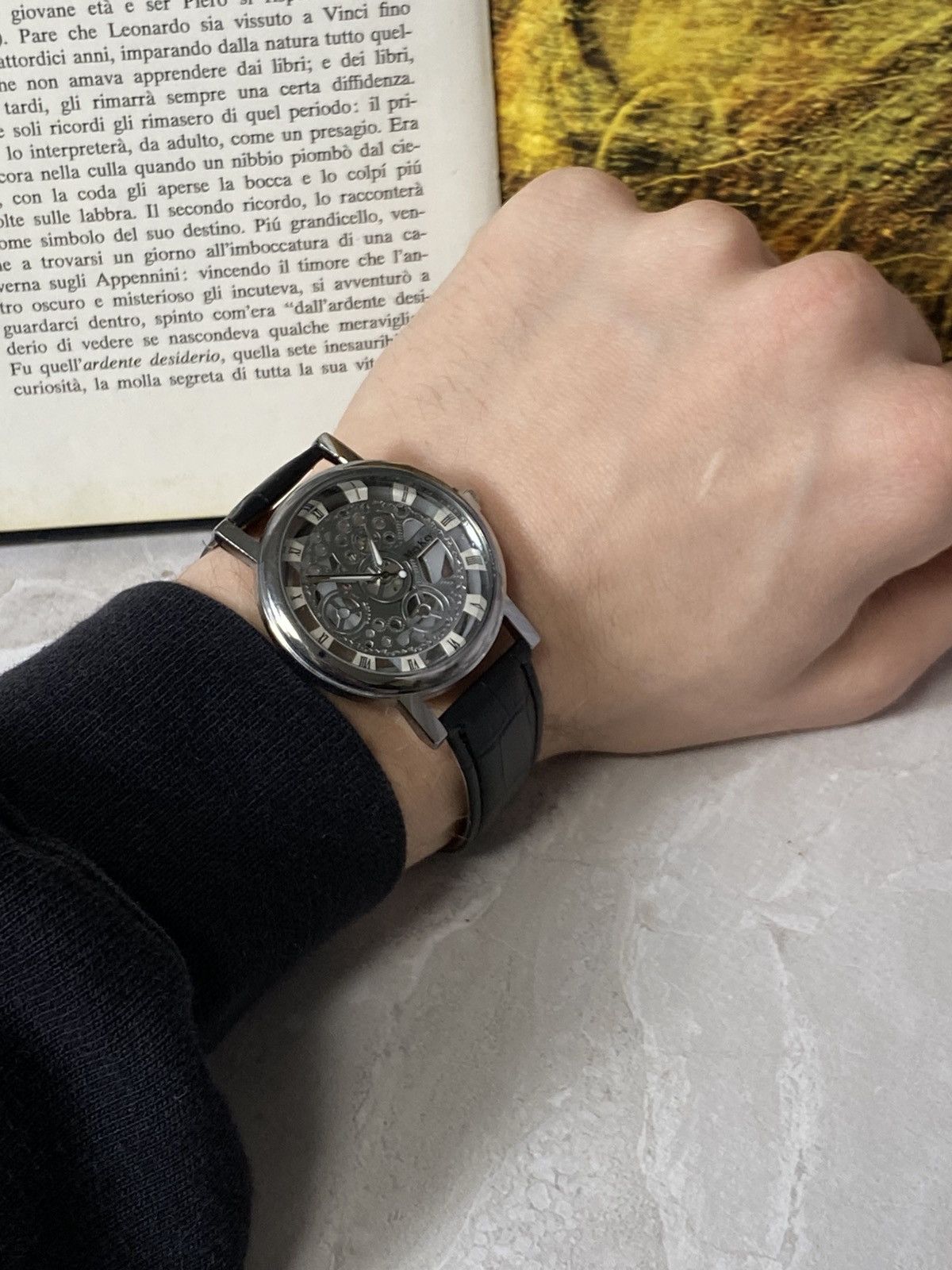 Japanese Brand Vintage Style Skeleton Watch - Leather Strap Size ONE SIZE - 7 Thumbnail