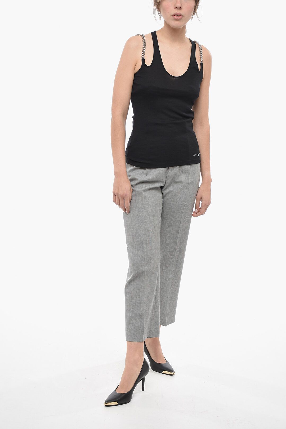 Stella McCartney og1mm0824 Tank Top With Chain in Black Size S / US 4 / IT 40 - 4 Thumbnail