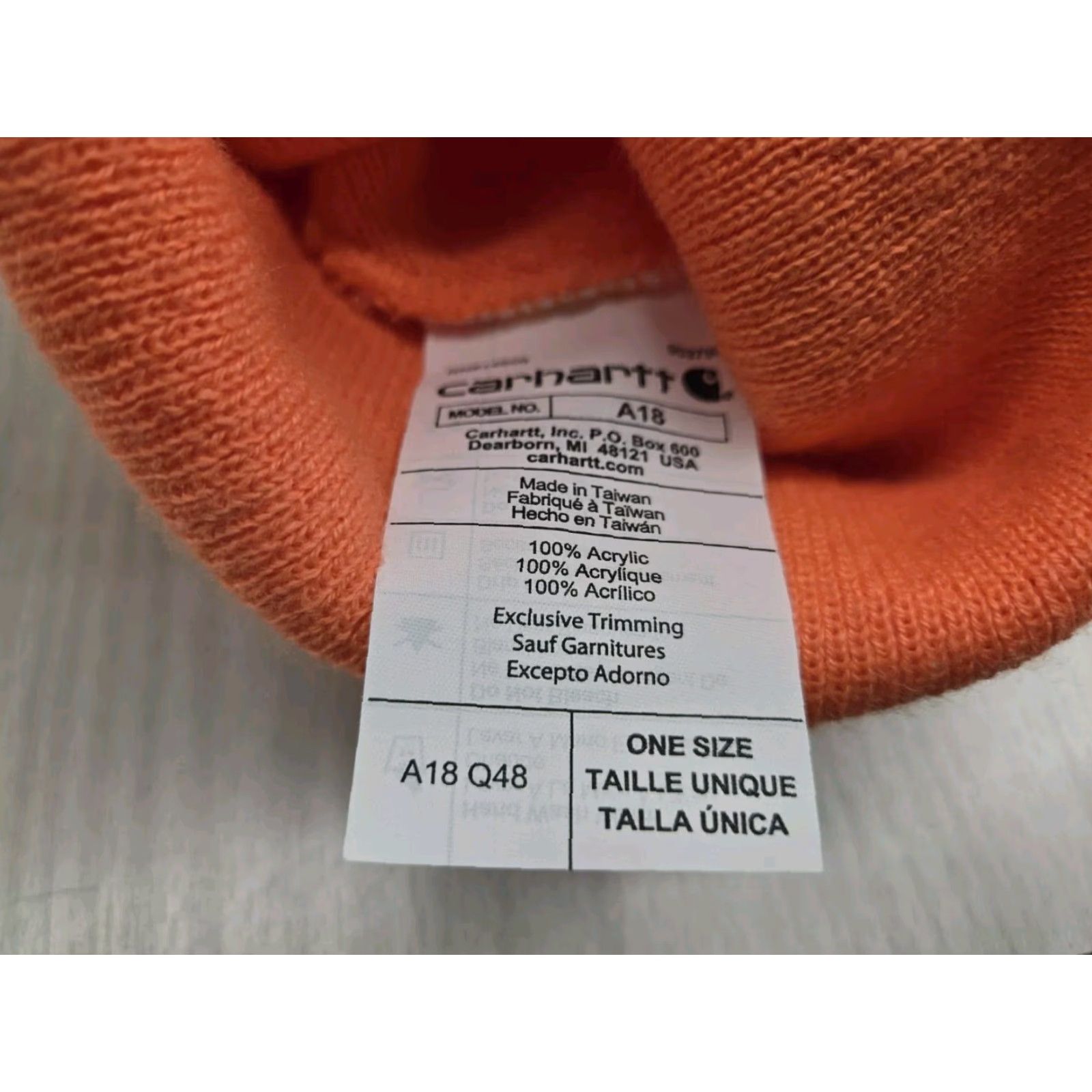 Carhartt Carhartt Beanie Unisex Adults One Size Corral Knit A18 Q48 Pale Orange Cuffed USA - 195836295383 Size ONE SIZE - 4 Thumbnail