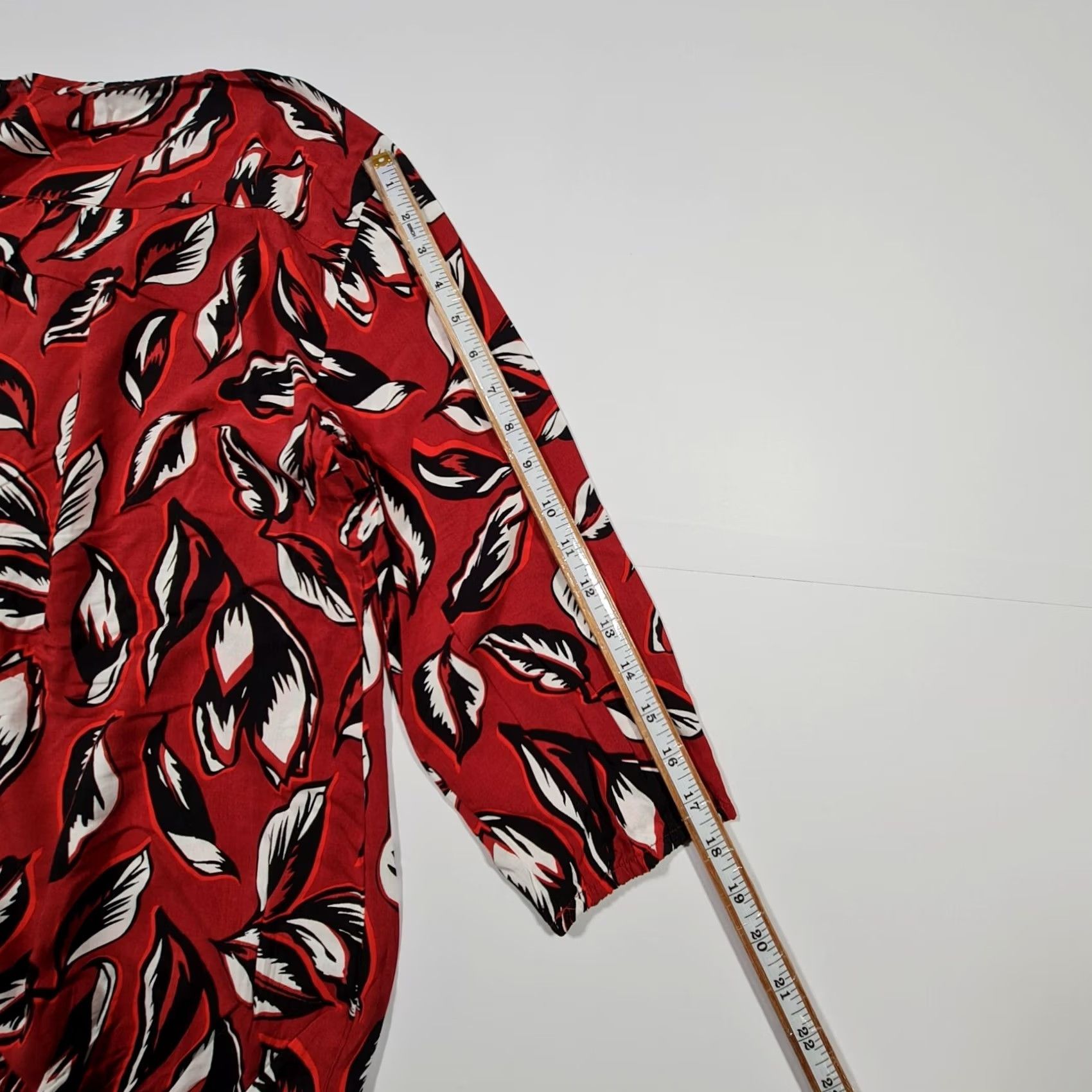 CO Betty & CO Womens Blouse Red 14 UK Floral 3/4 Sleeves Elastic Hem Top Size XL / US 12-14 / IT 48-50 - 7 Thumbnail