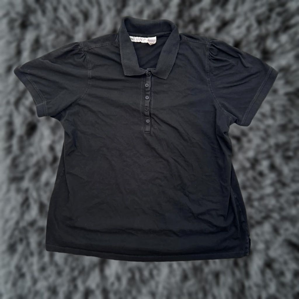 Vintage Romans Polo Shirt Womens 1X Black Short Sleeve Cotton Plus Size Top Size XL / US 12-14 / IT 48-50 - 1 Thumbnail