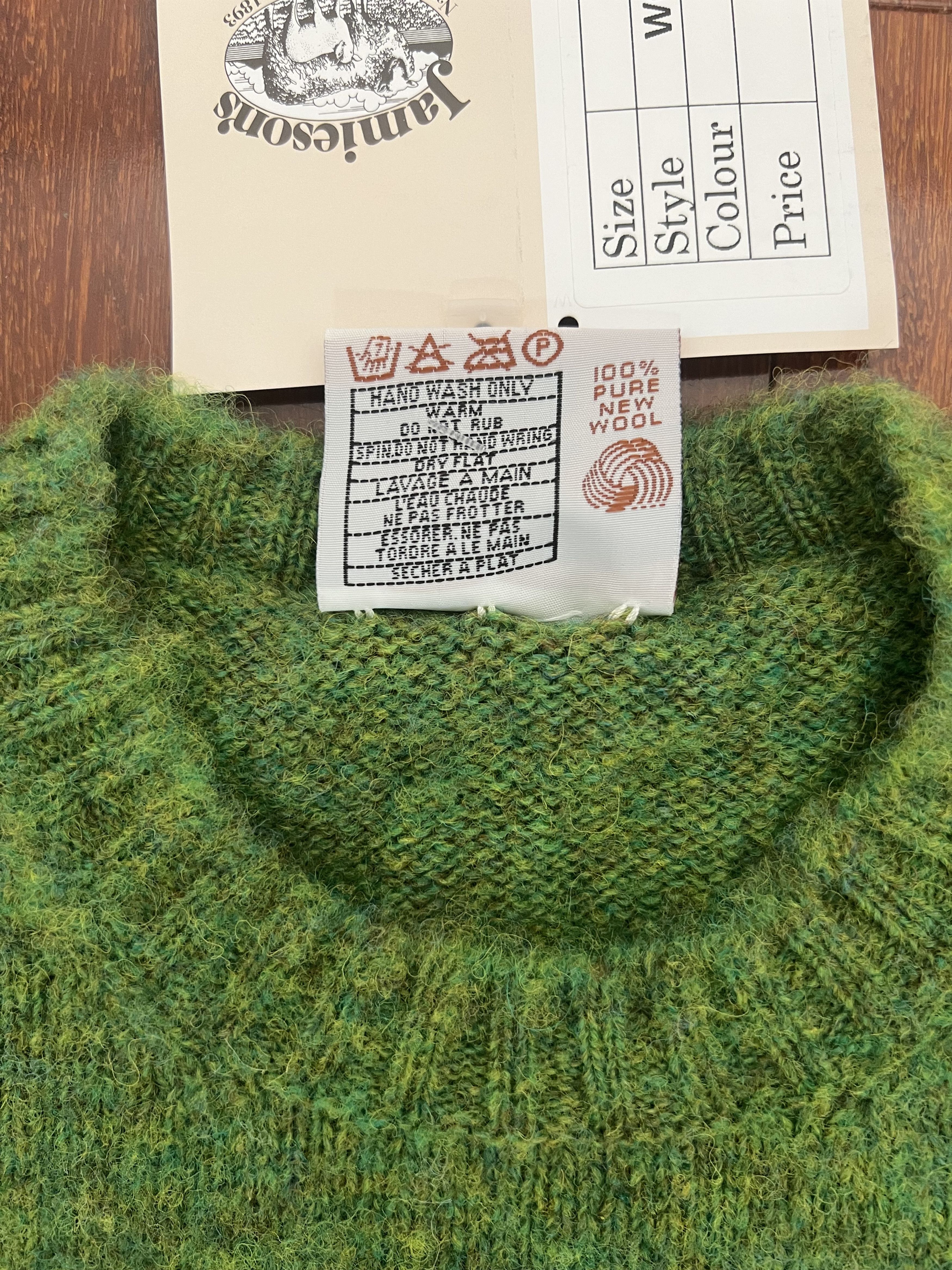 Jamiesons Of Shetland 💚 JAMIESON'S OF SHETLAND BRUSHED CREW KNIT Leprechaun Size US L / EU 52-54 / 3 - 9 Thumbnail