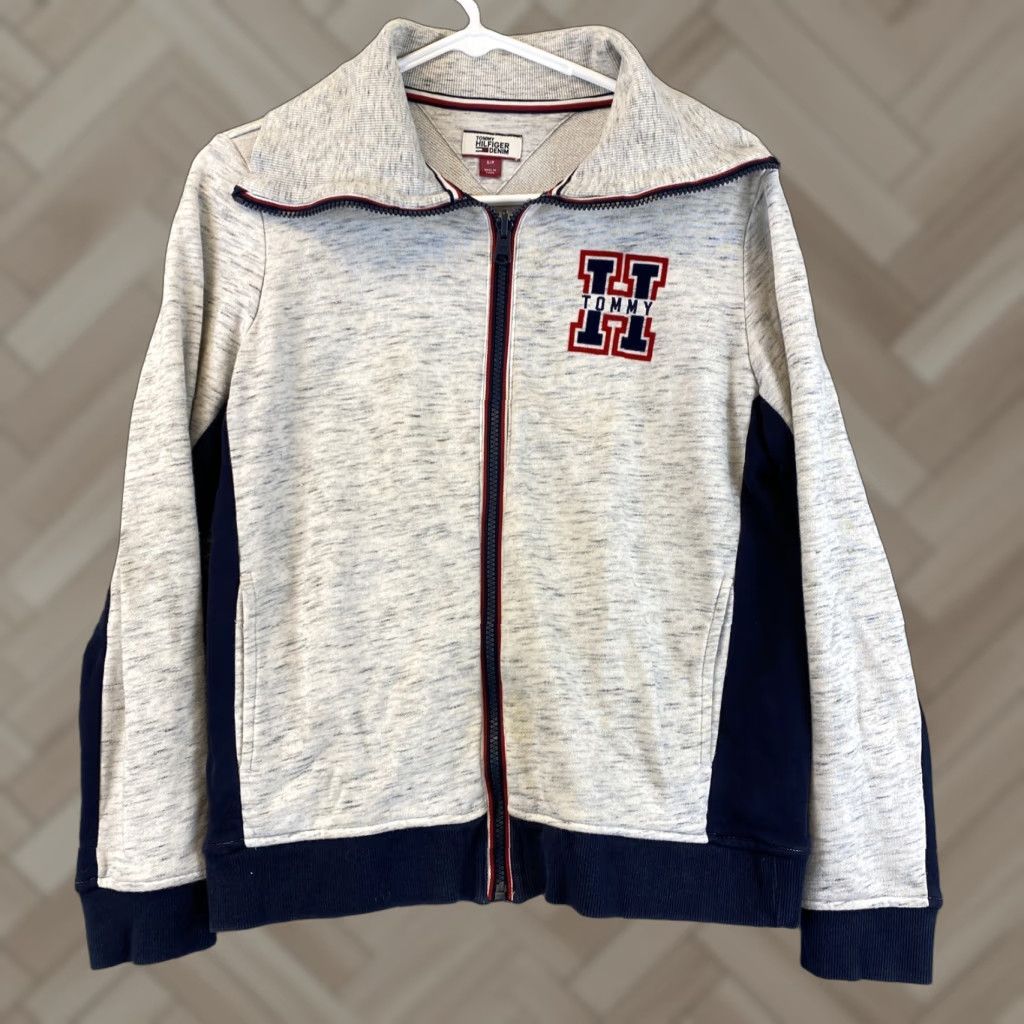 Tommy Hilfiger Tommy Hilfiger Light Gray Full Zip Sweater Jacket Womens Sz S Small 53-10 Cardigan Long Sleeve Knit 100% Cotton Fully Zip Front Size S / US 4 / IT 40 - 1 Thumbnail