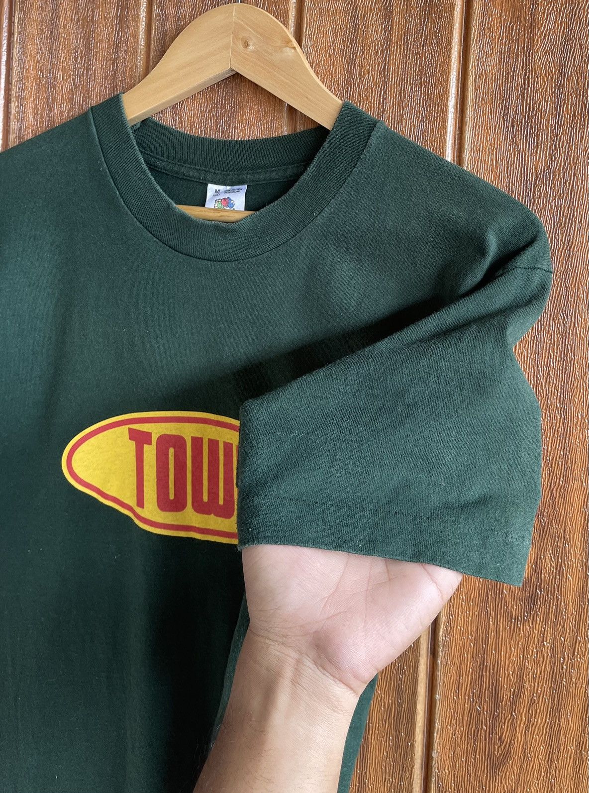 Band Tees Vintage 90’s ROCK BAND💢TOWER RECORDS💢Sun Faded Green Tshirt Size US M / EU 48-50 / 2 - 8 Thumbnail