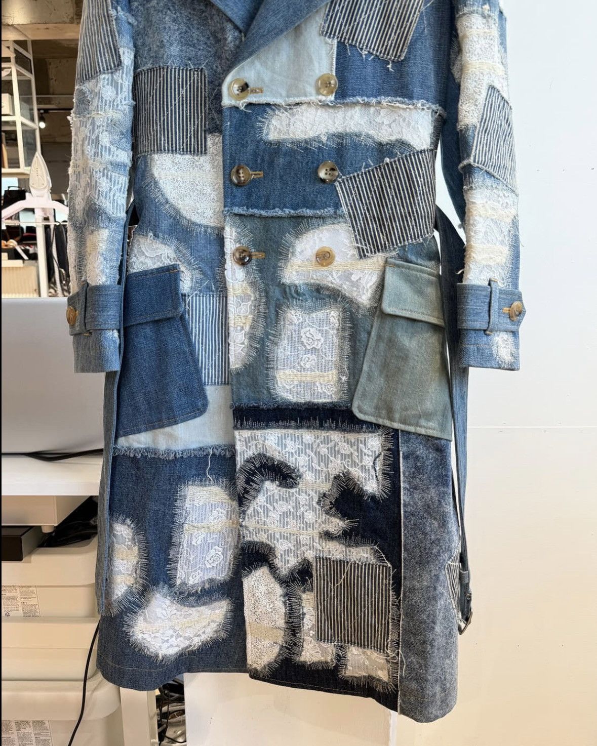 Junya Watanabe Junya Watanabe Denim Patch Work Trench Coat Size US S / EU 44-46 / 1 - 5 Thumbnail