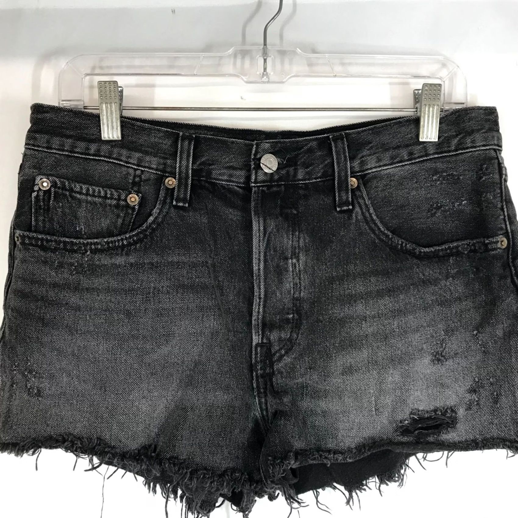 Levi's Levi's Womens 30 Black 501 Button Fly Cut-Off Jean Shorts Size 30" / US 8 / IT 44 - 2 Thumbnail