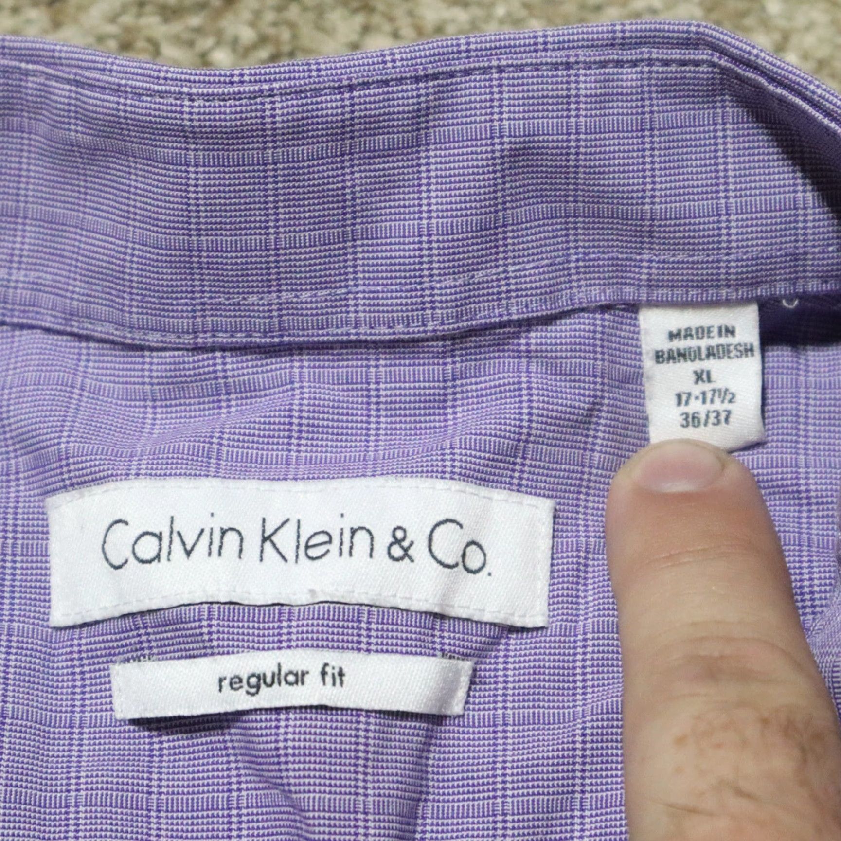 Calvin Klein VINTAGE Calvin Klein Shirt Plaid Button-Down Long Sleeve Men XL Purple Cotton 36/37 Business Mens Size US XL / EU 56 / 4 - 3 Thumbnail