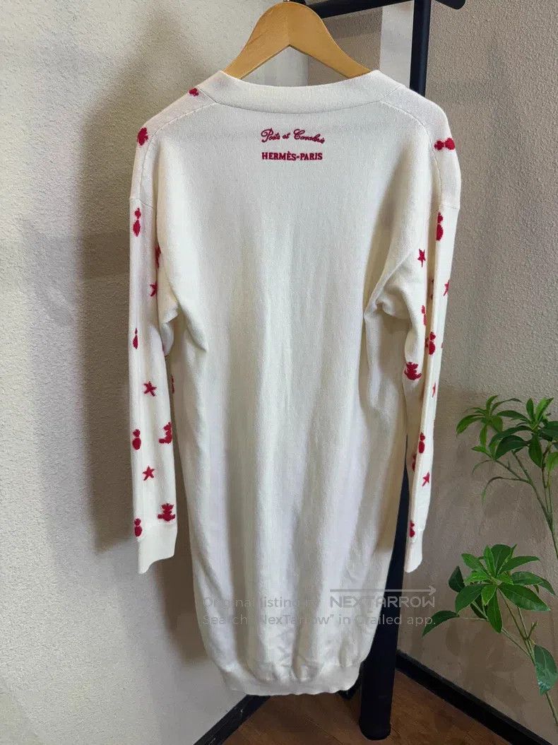 Hermes Hermes Beige Cashmere Open Cardigan with Red Snowman and S Size XS / US 0-2 / IT 36-38 - 2 Thumbnail