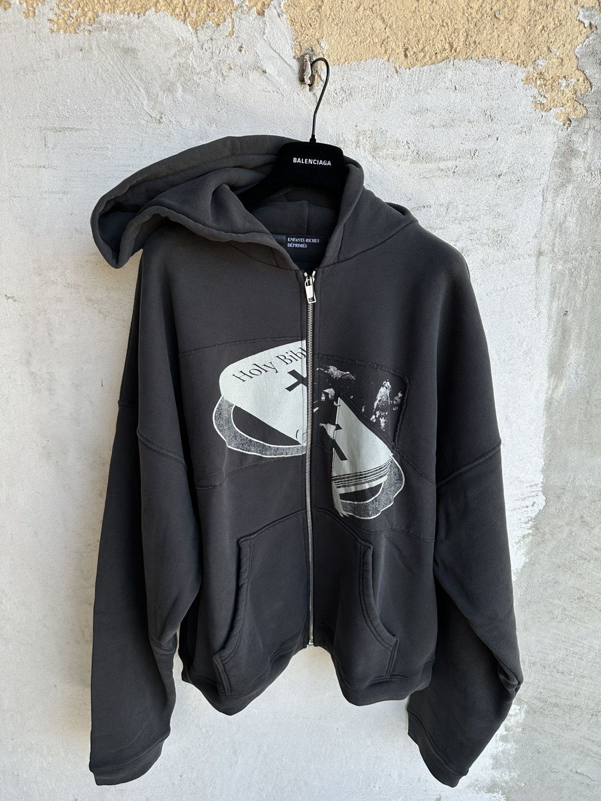 [XL] SS25 Holy Bible Assemblage black zip-up hoodie