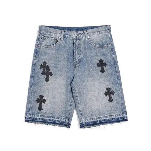 Japanese Brand Masaki x Aika Embroidered Washed Cross Straight Shorts Size US 30 / EU 46 - 1 Thumbnail