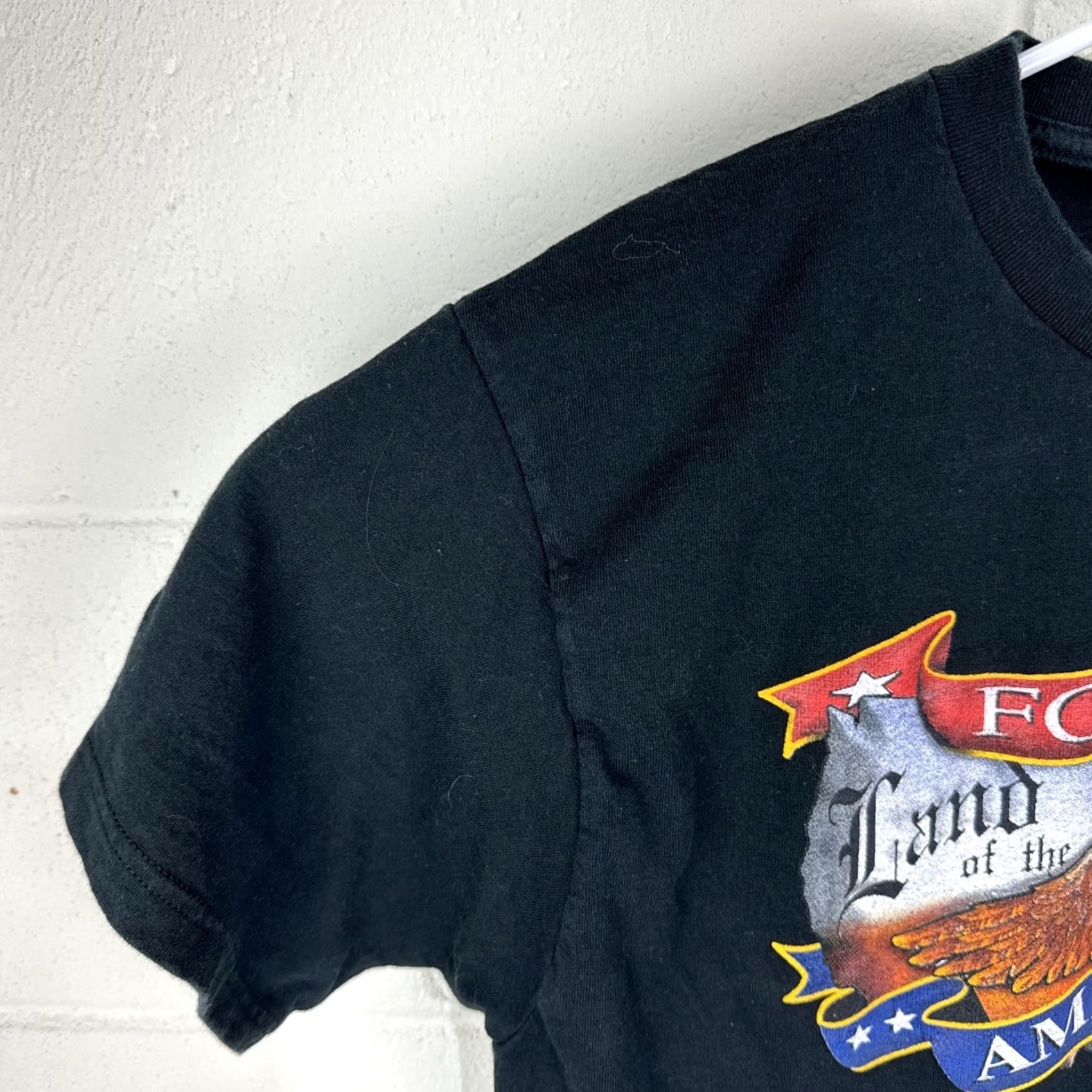 Fruit Of The Loom VINTAGE Land Of The Free T Shirt Large American Black 2000s Eagle Fruit of the Loom Heavy Mens Short Sleeve Cotton USA Patriotic Logo Shirt Size US L / EU 52-54 / 3 - 6 Thumbnail