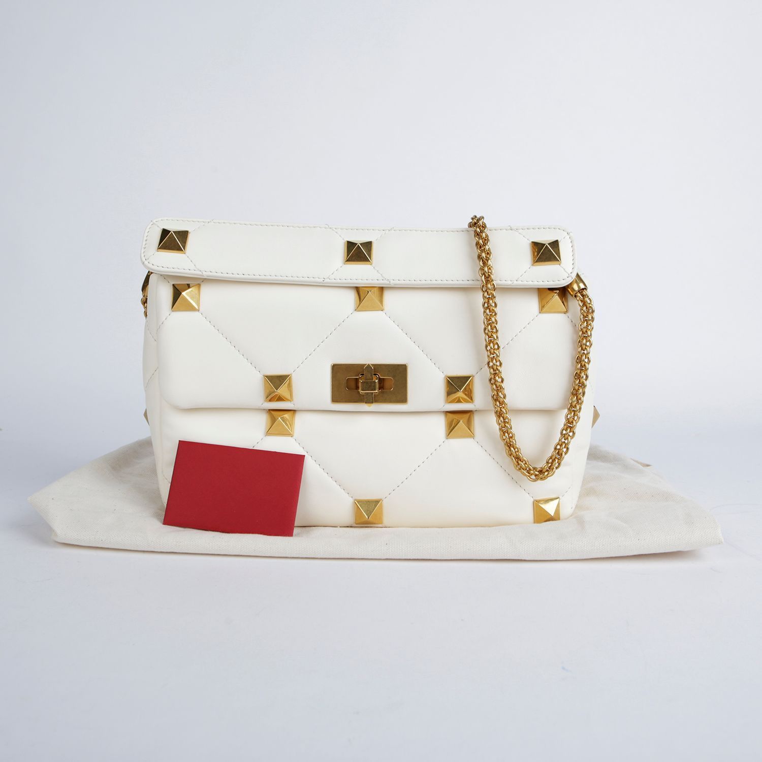 Valentino Refurbished White Leather Roman Stud Tote and Shoulder Bag Size ONE SIZE - 1 Thumbnail
