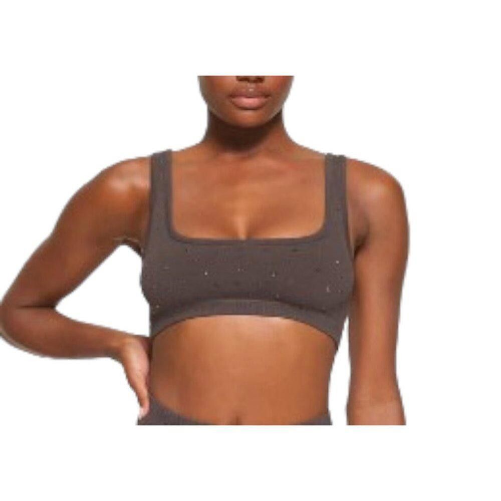 Designer SKB1711 Skims NWT Outdoor Rhinestone Bralette Grey Chalk XXS Size ONE SIZE - 2 Thumbnail