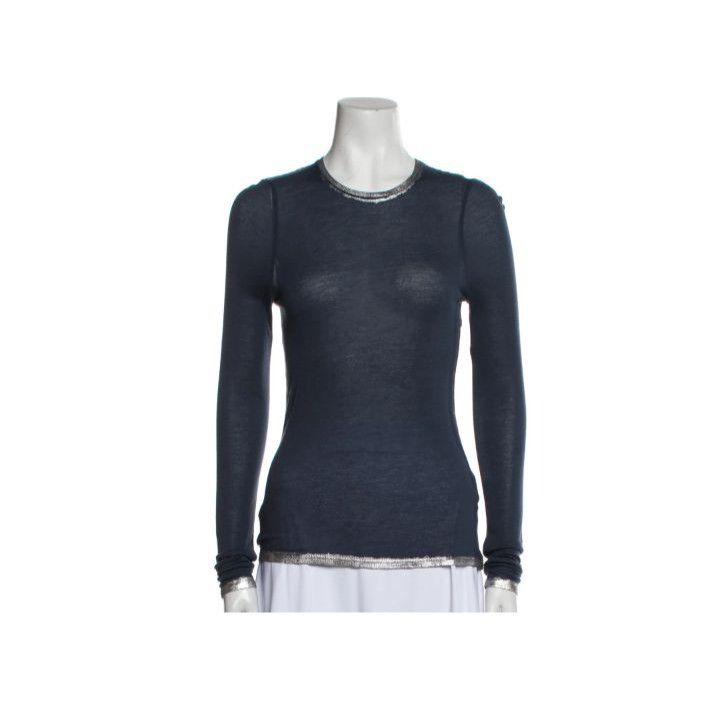 Zadig & Voltaire Zadig & Voltaire Navy Long Sleeve Sheer Crew Neck Top Size XS / US 0-2 / IT 36-38 - 1 Thumbnail