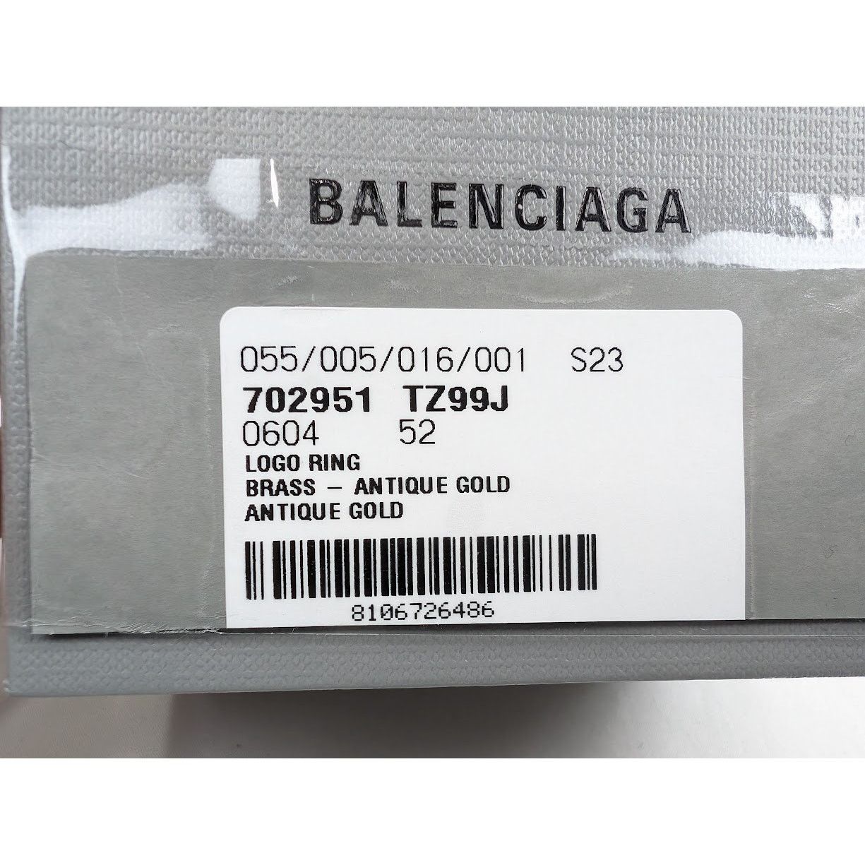 Balenciaga o1rshd1 Size: 52 / DUP / Brass Logo Ring in Antique Gold Size ONE SIZE - 9 Thumbnail