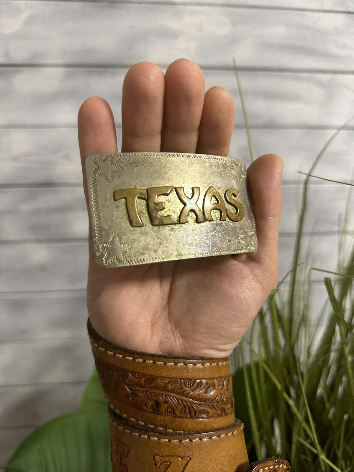 Vintage Rare Belt TEXAS Silver Germany JEZ Leather Cowboy Western Size ONE SIZE - 7 Thumbnail