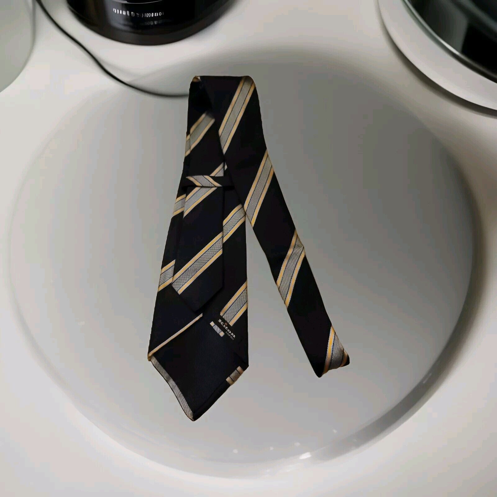 Kiton Kiton Men's Gray Striped Silk Neck Tie $495 Size ONE SIZE - 4 Thumbnail