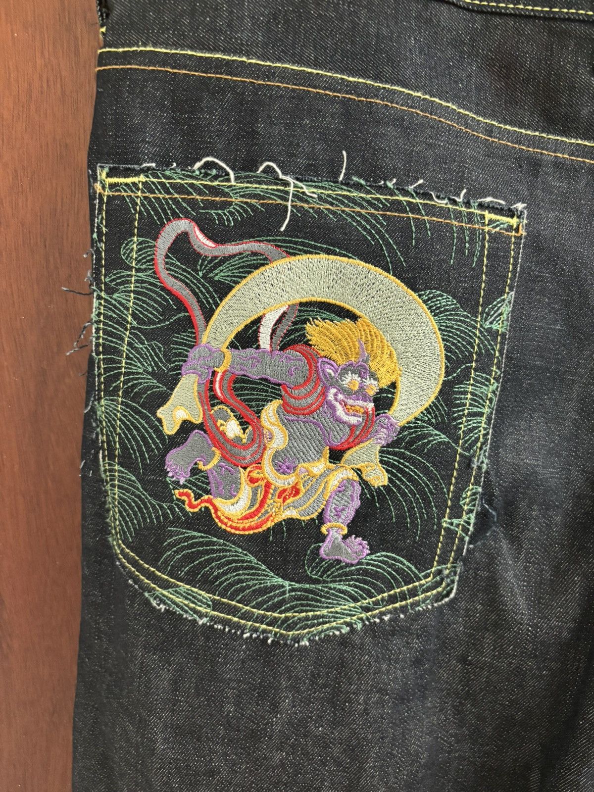 Red Monkey Red monkey indigo embroidered denim shorts/jorts 2000s Size US 38 / EU 54 - 3 Thumbnail