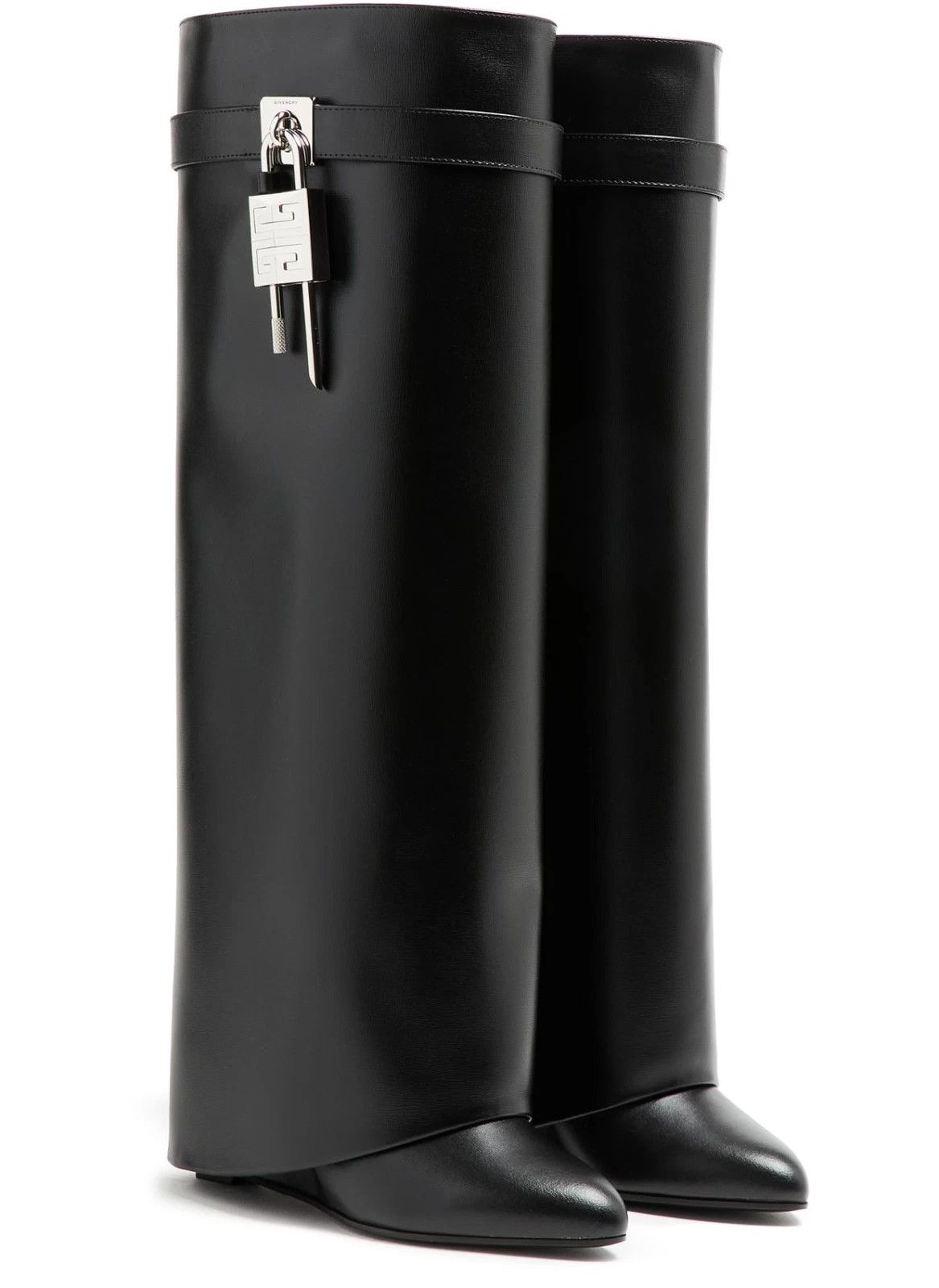 Givenchy GIVENCHY Shark Lock Black Leather 90mm Ankle Boots Size US 7 / IT 37 - 2 Thumbnail