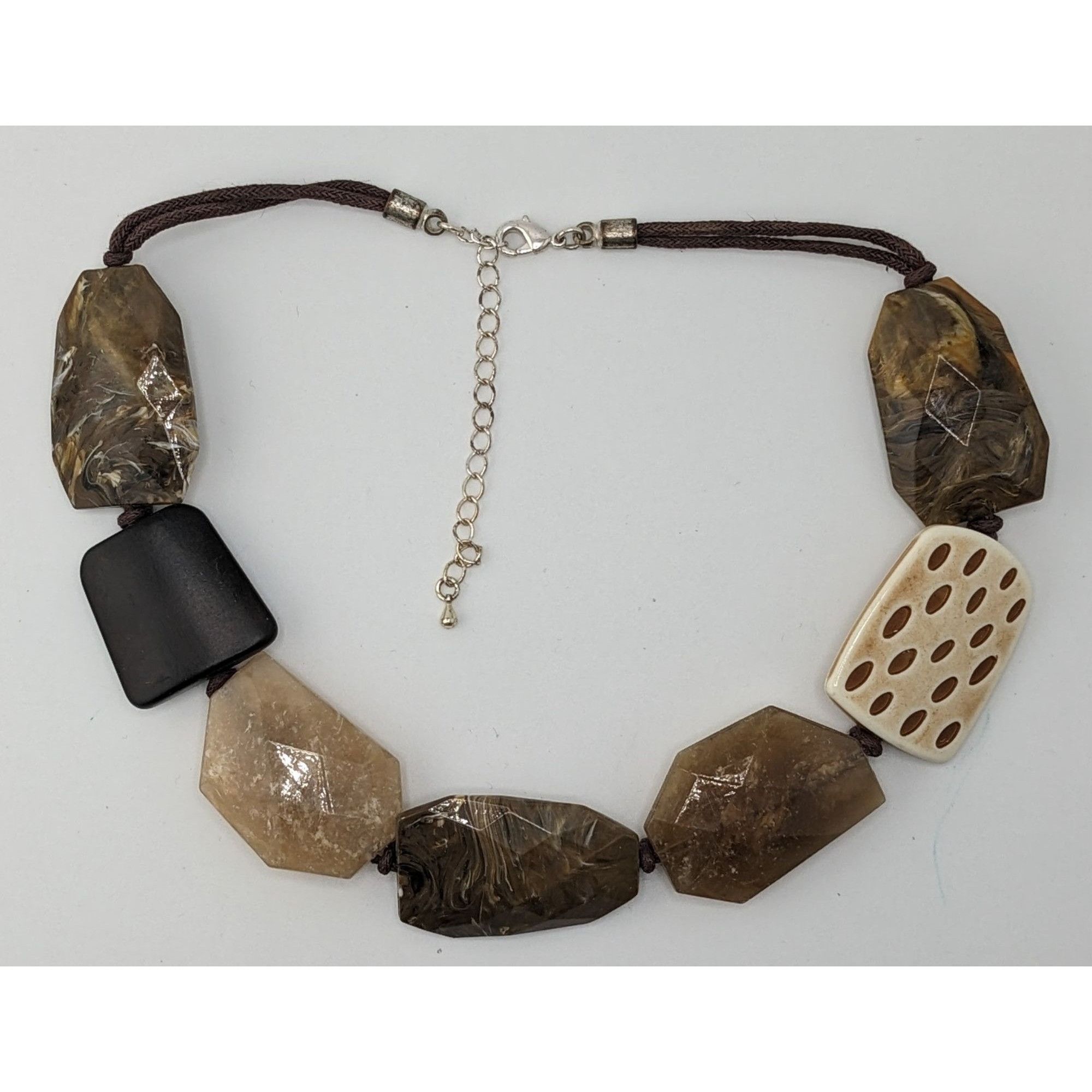 Other Chunky Bohemian Statement Necklace With Brown And Cream Simu Size ONE SIZE - 4 Thumbnail