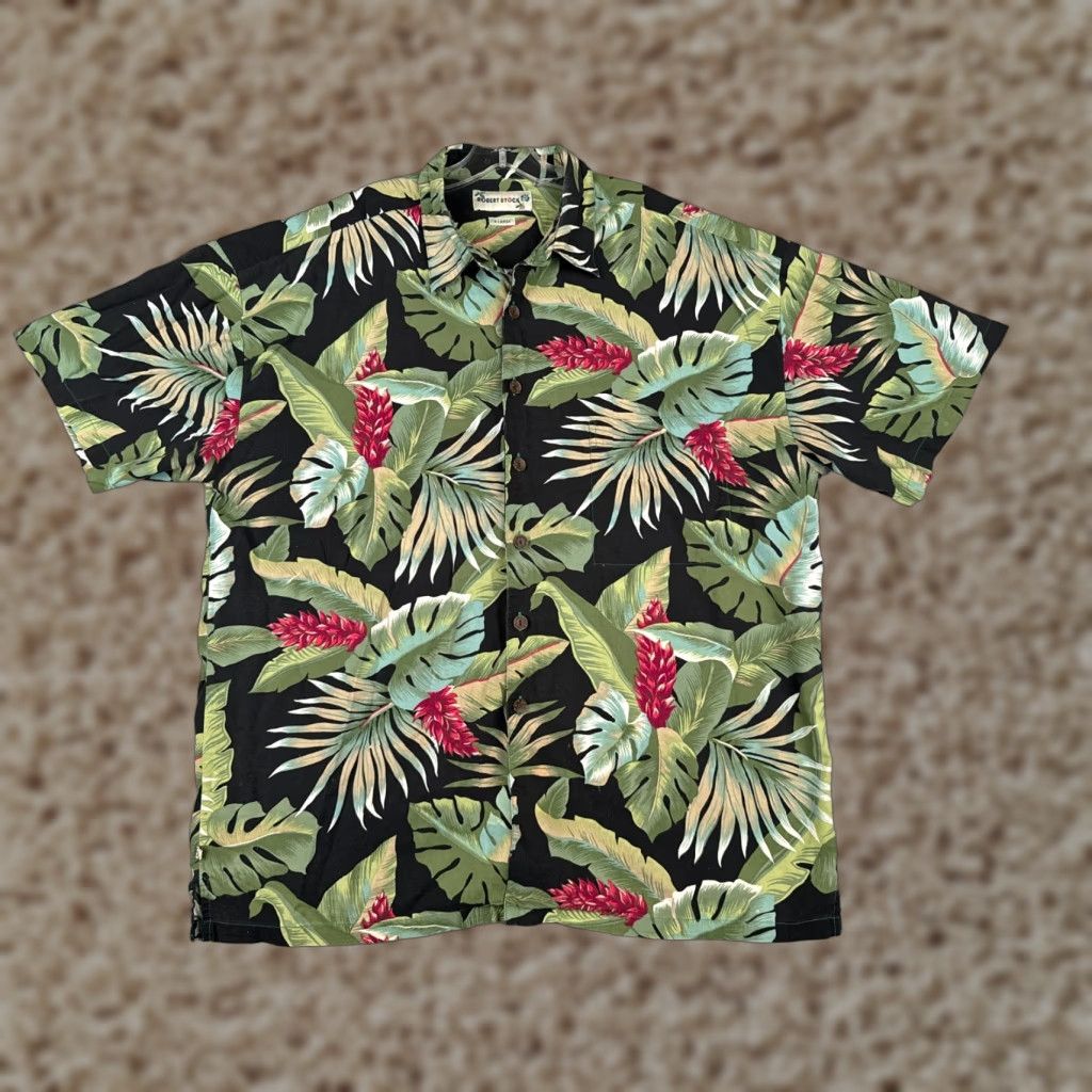 Vintage VINTAGE Robert Stock Shirt Men Extra Large Black Floral Cotton Blend Hawaiian Size US XL / EU 56 / 4 - 1 Thumbnail