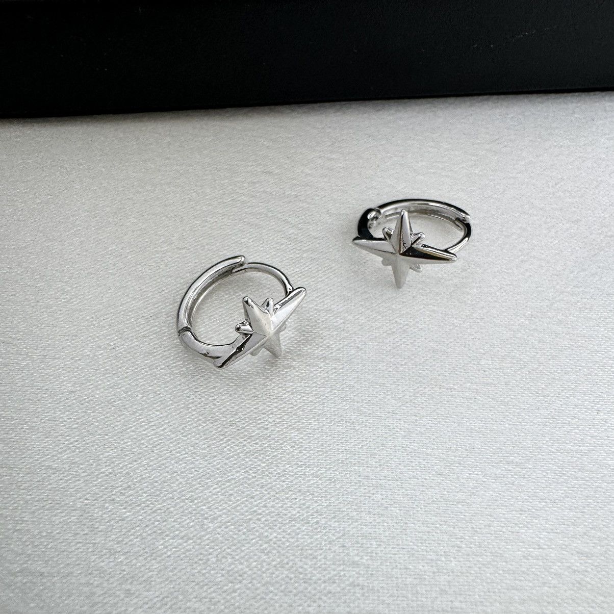 Designer 12mm Small Star Hoop Earrings for Women Men Unisex Style Size ONE SIZE - 1 Thumbnail