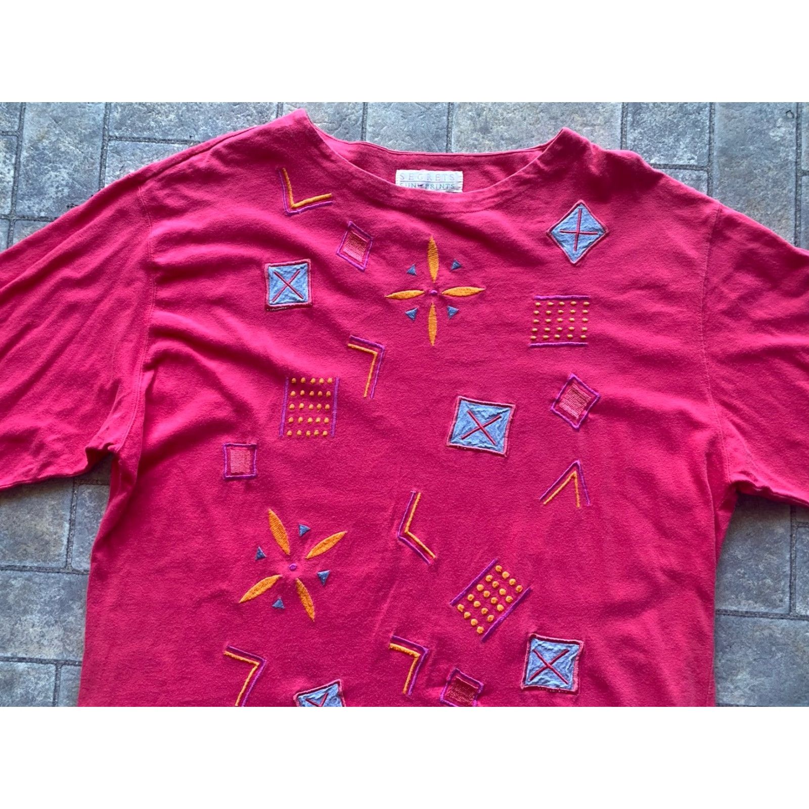 Vintage VINTAGE Segrets Sun Prints WOMANS LADY LONG SLEEVE SHIRT L Pink Embroidered Size L / US 10 / IT 46 - 4 Thumbnail