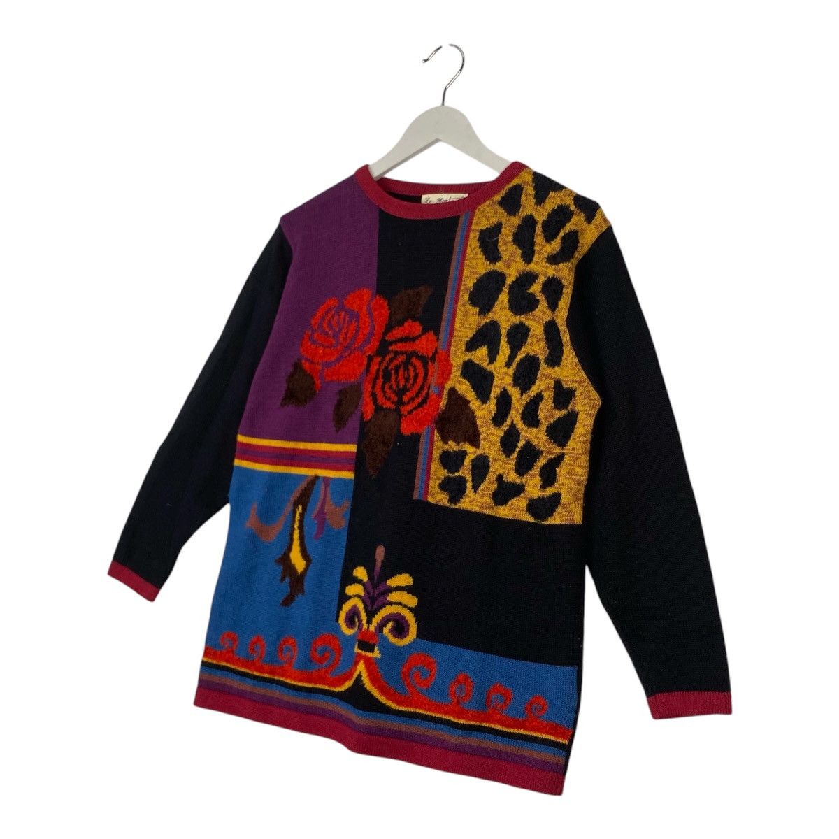 Designer × Vintage Vintage Leopard Rose Print Floral Embroidered Sweater Size M / US 6-8 / IT 42-44 - 2 Thumbnail