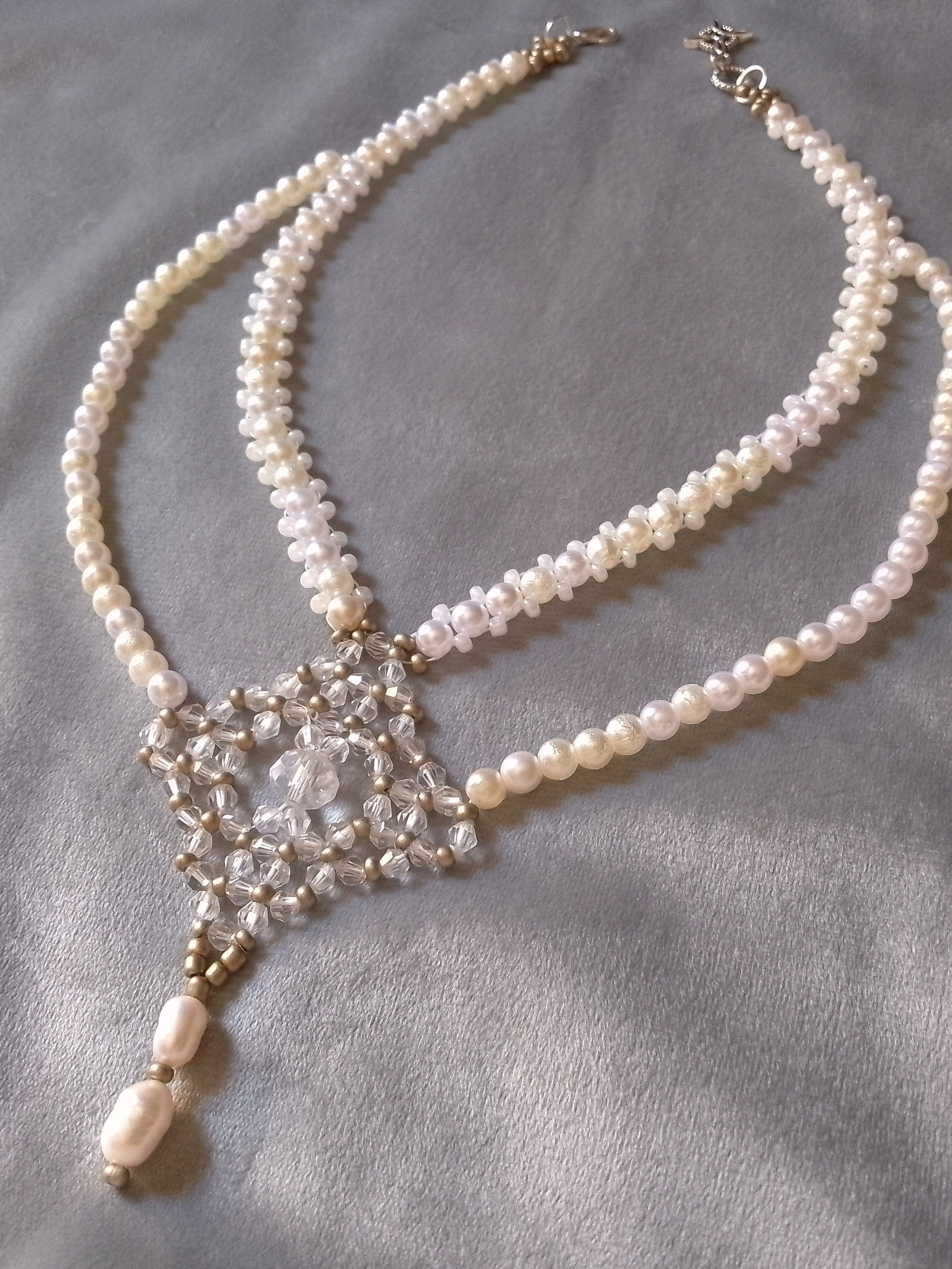 Handmade Necklace Vintage style with dangling freshwater pearls Size ONE SIZE - 11 Thumbnail