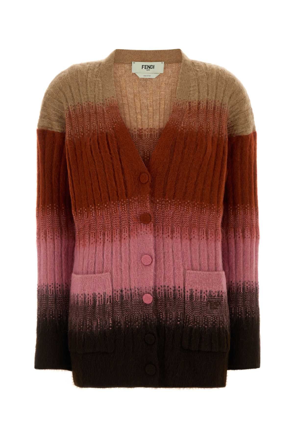 Multicolor Stretch Mohair Blend Cardigan