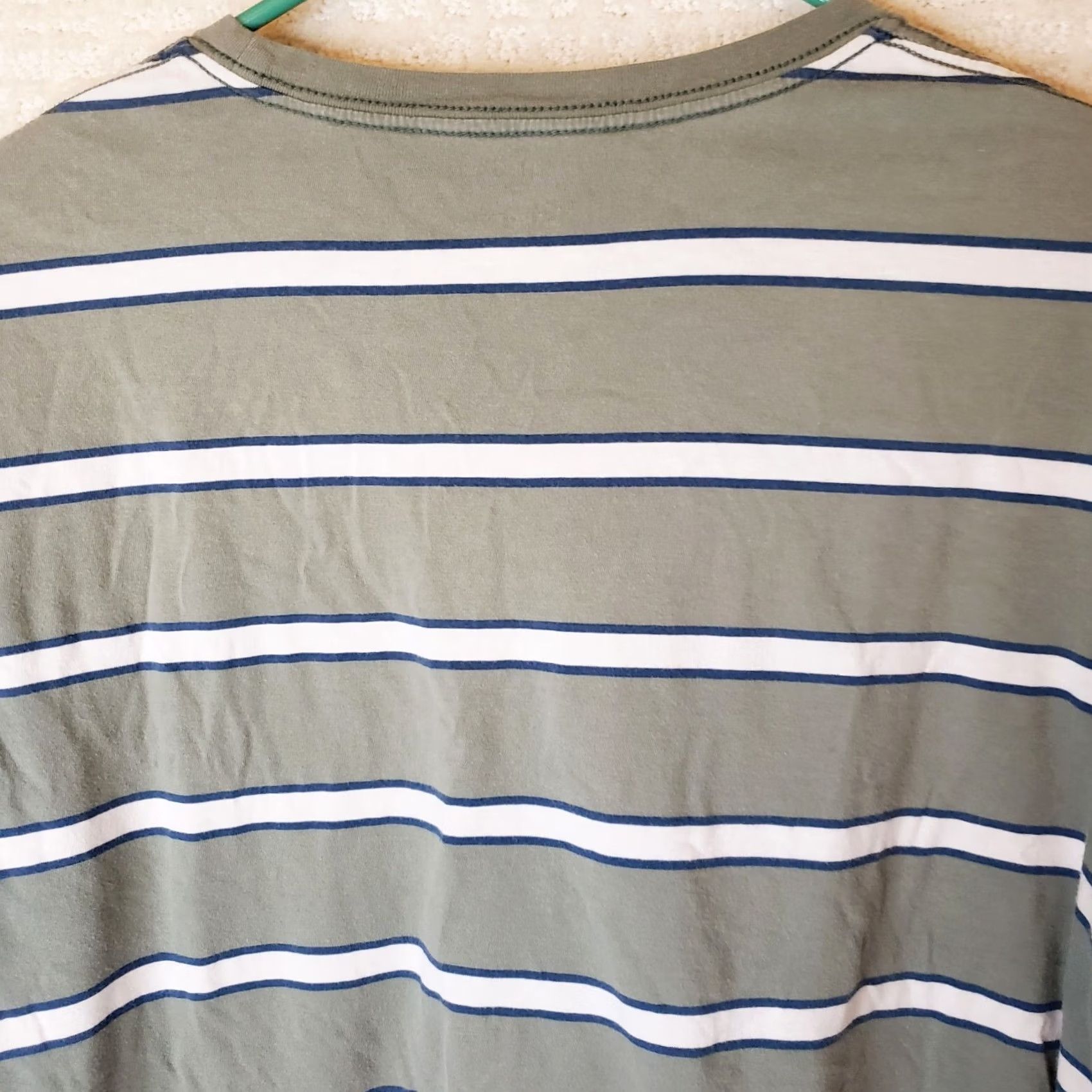 J.Crew J.CREW Shirt Mens L Green Striped Slim Washed Crew Neck Short Sleeve Casual Tee Size US L / EU 52-54 / 3 - 7 Thumbnail