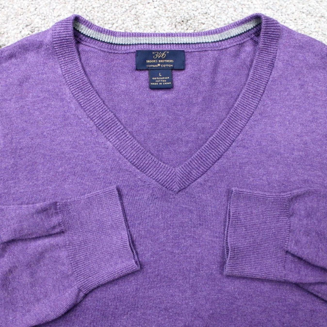 Brooks Brothers Brooks Brothers Sweater Mens Large Purple V-Neck Supima Cotton Pullover Knit Tight-Knit Classic Winter Fall Spring Summer Shirt Mens Size US L / EU 52-54 / 3 - 2 Thumbnail