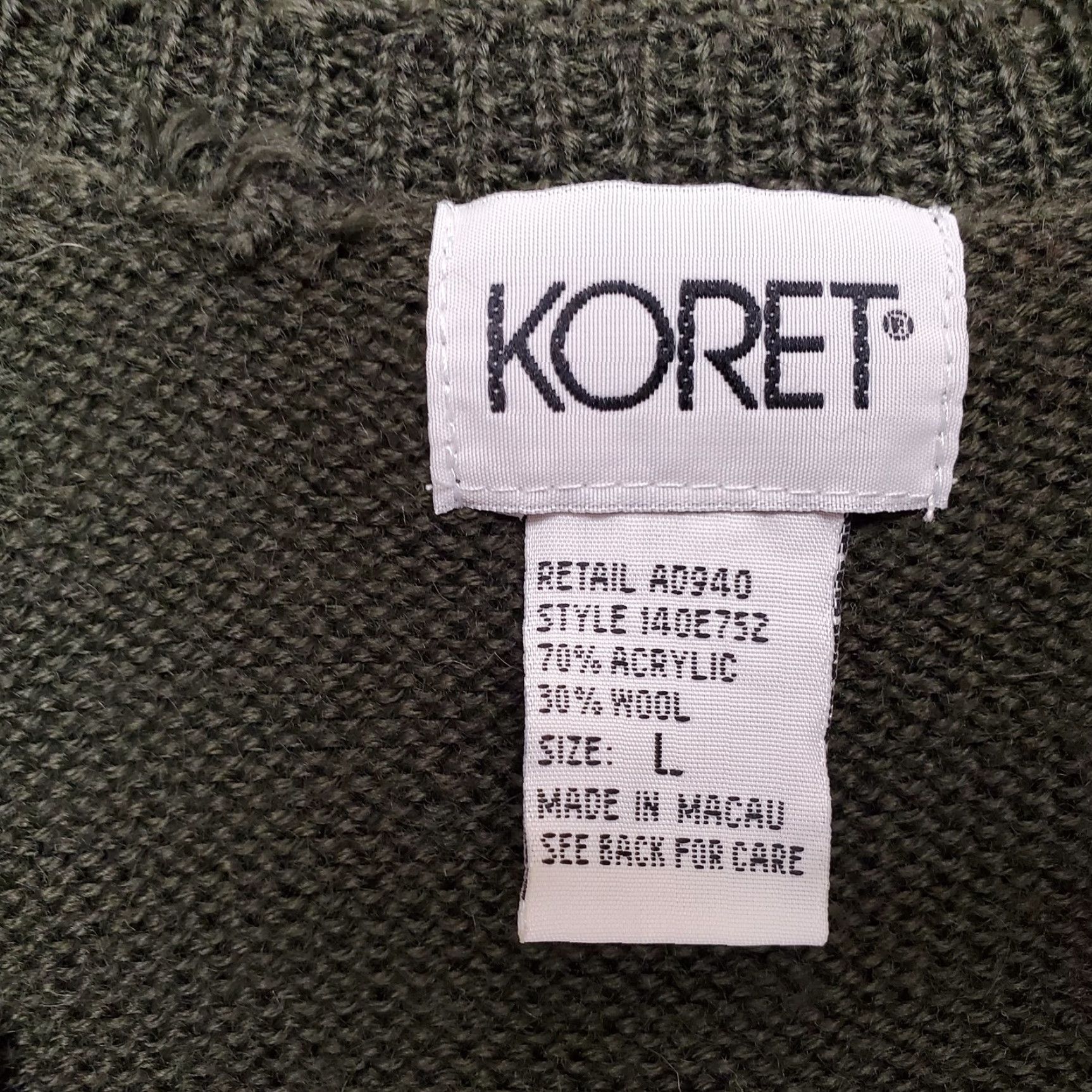 Vintage Vintage Koret Sweater Womens Large Green Wool Blend Flowers Embroidered Cardigan Size L / US 10 / IT 46 - 3 Thumbnail