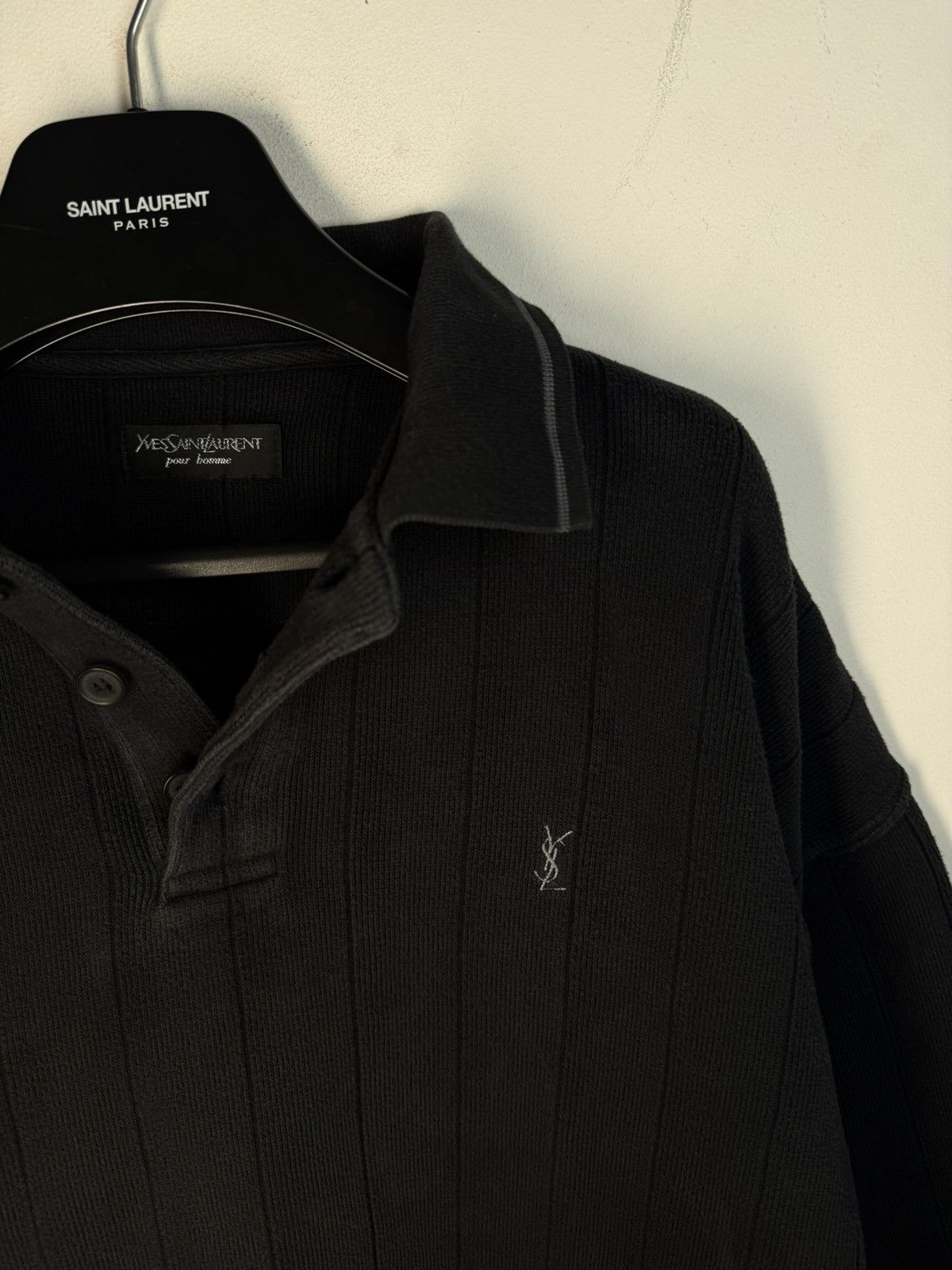 Yves Saint Laurent 90s YSL Sweatshirt Black Sweater Vintage Quarter Zip Up Size US XL / EU 56 / 4 - 1 Thumbnail