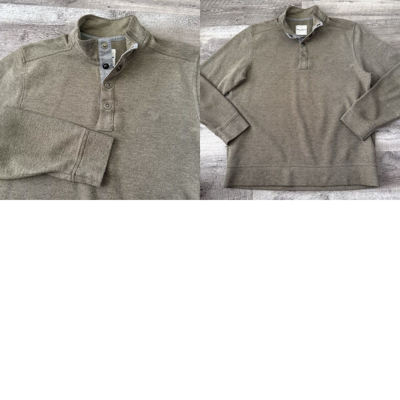 Tommy Bahama Tommy Bahama Ribbed Mock Neck Pullover Men Medium Olive Green Heather 1/4 Button Sweatshirt Size US M / EU 48-50 / 2 - 8 Thumbnail