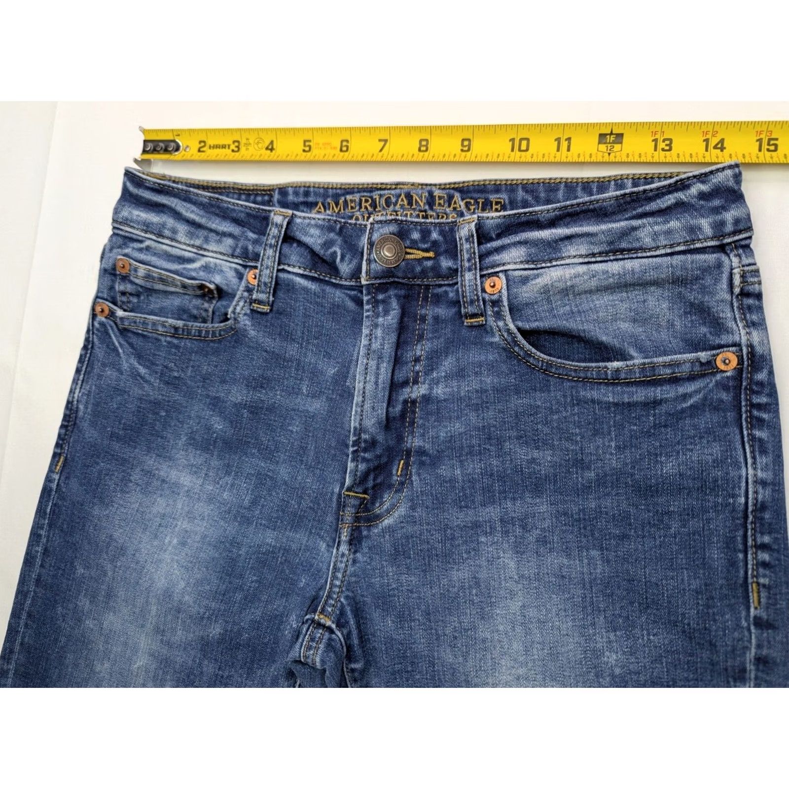 American Eagle Outfitters American Eagle Outfitters Jeans Men 29x28.5 Slim Straight Distress Extreme Flex Blue Denim 5-Pocket Regular Rise Low 8-10 in Vintage No Size US 29 - 5 Thumbnail