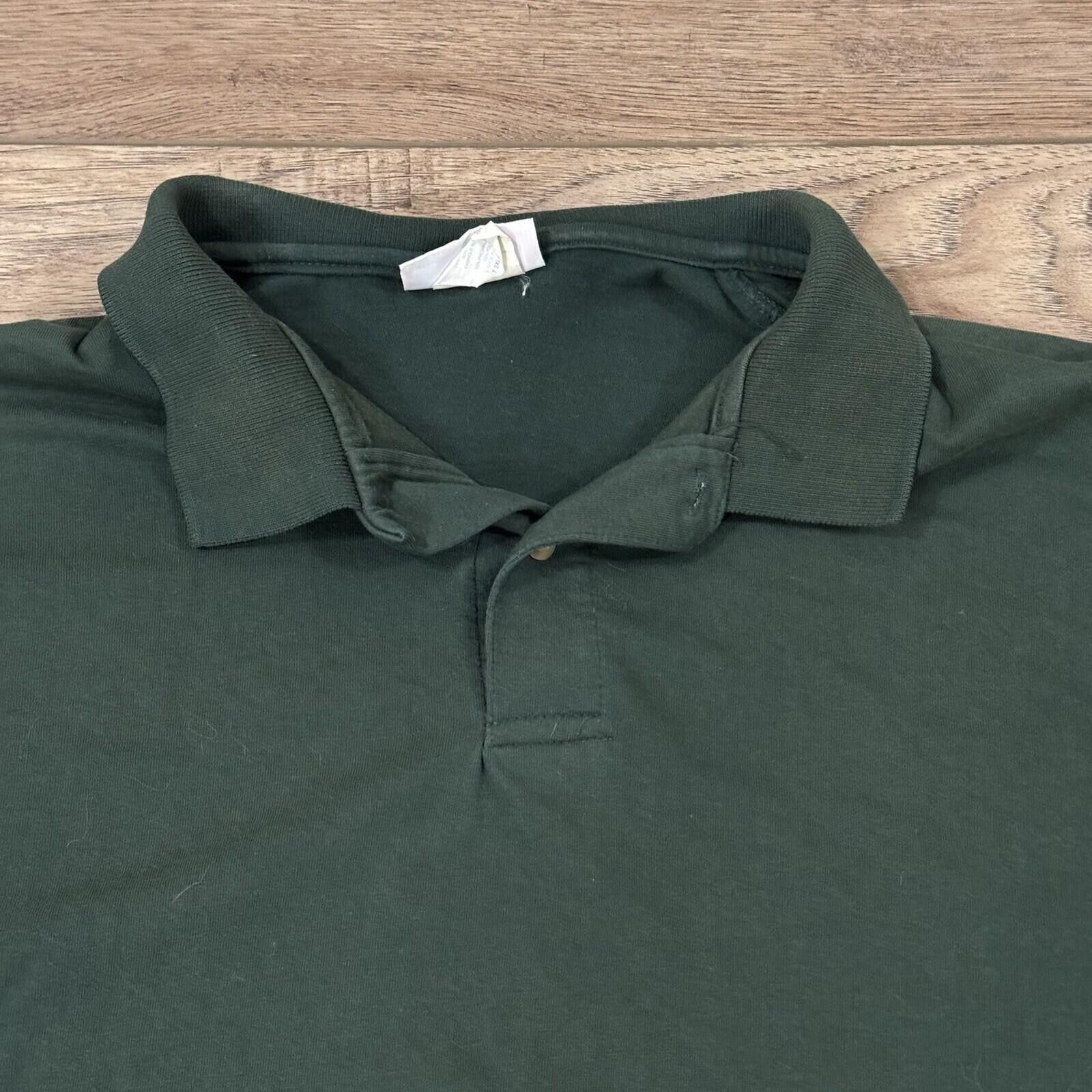 Hanes Vintage 90s Y2K Hanes Dark Green Polo Shirt 2XL Blank Size US XXL / EU 58 / 5 - 3 Thumbnail