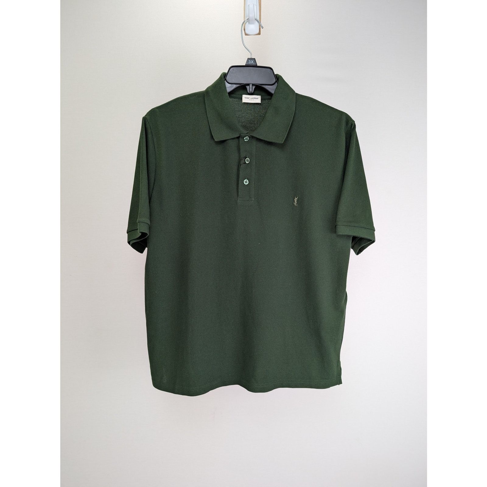 Saint Laurent Paris o1rshd1 Q:2 / Pique Cotton Polyester New Polo in Green Size US XL / EU 56 / 4 - 1 Thumbnail