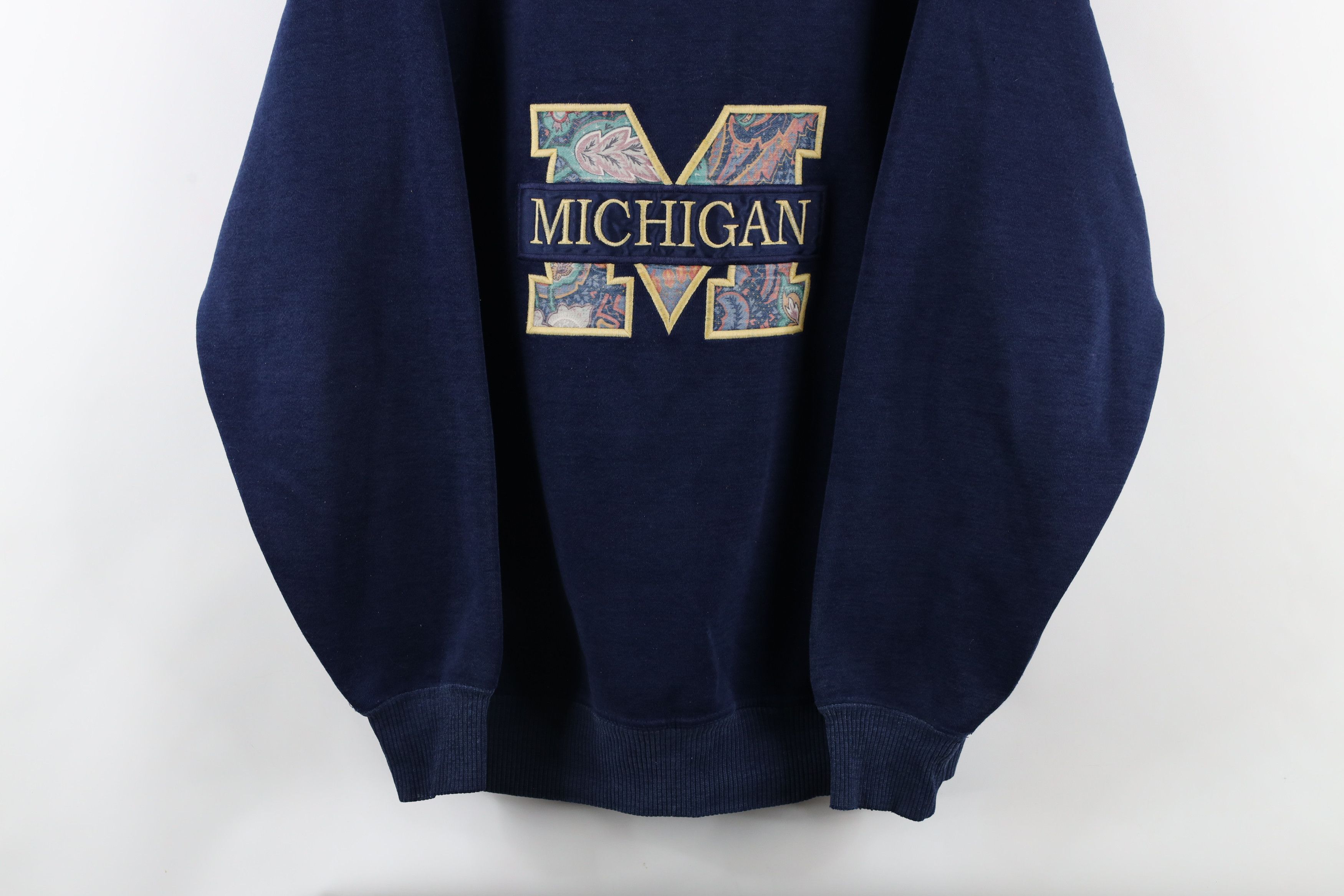 Vintage Vintage 90s Block M University of Michigan Sweatshirt Size L / US 10 / IT 46 - 3 Thumbnail