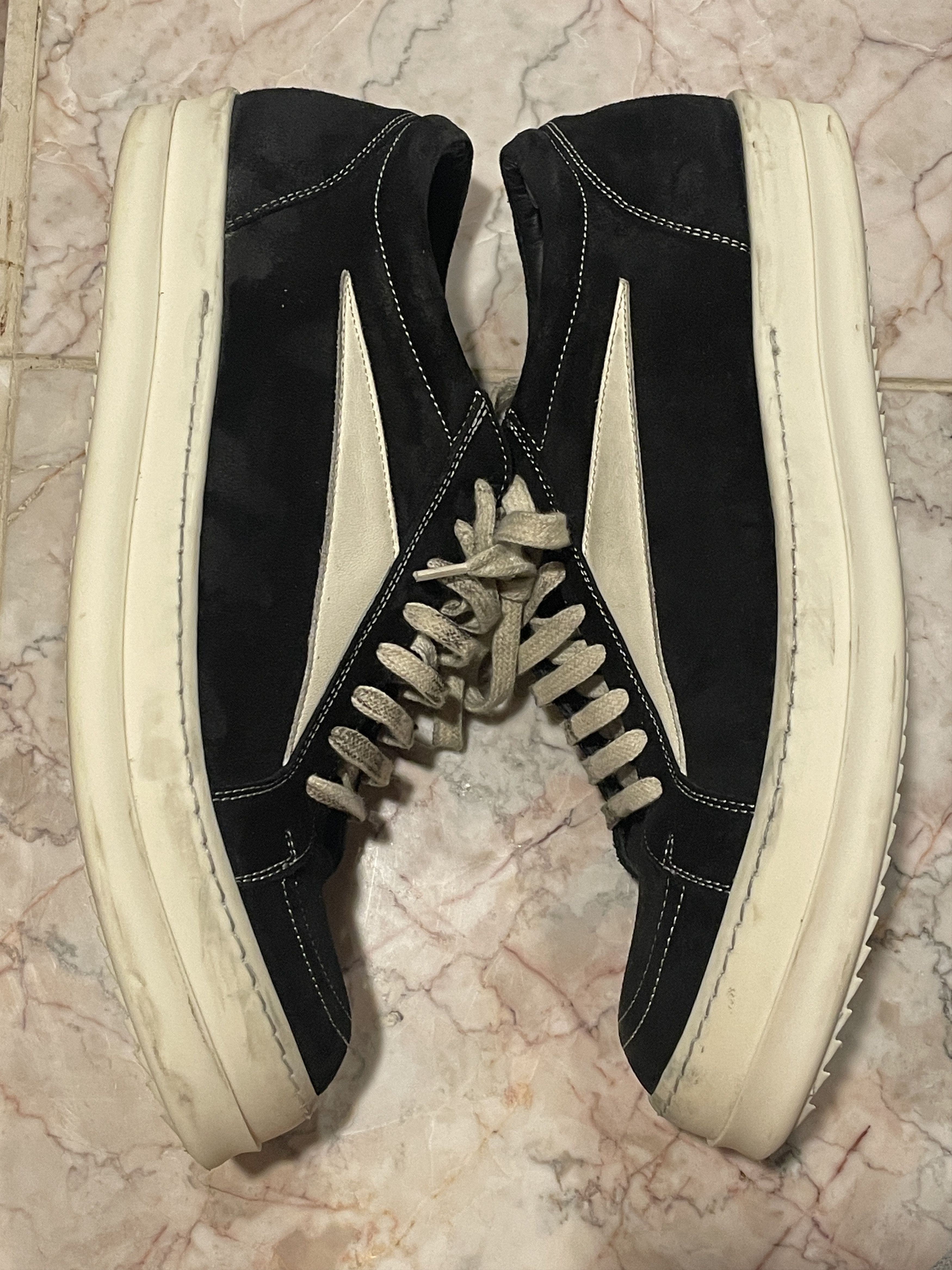 Rick Owens Rick Owens EDFU Suede Leather Vintage Low 'Black Milk' Size US 11 / EU 44 - 1 Thumbnail