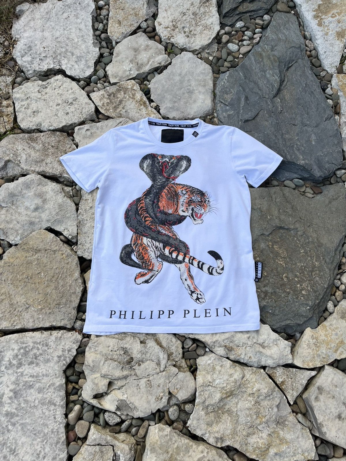 Philipp Plein tiger snake cobra rhinestone t-shirt tee logo