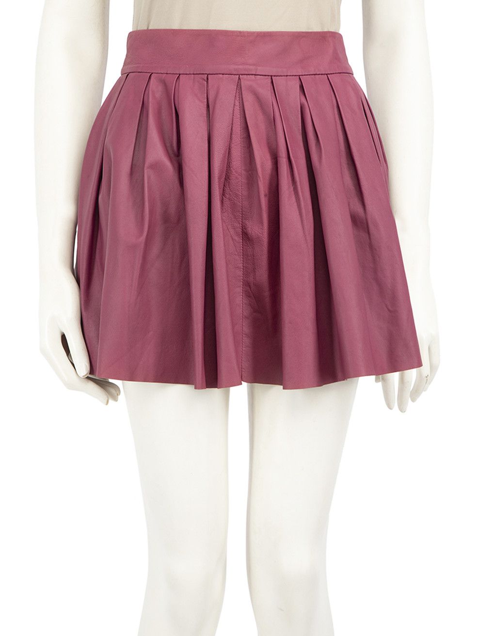 Alice + Olivia Purple Leather Pleated Mini Skirt Size 26" / US 2 / IT 38 - 1 Thumbnail