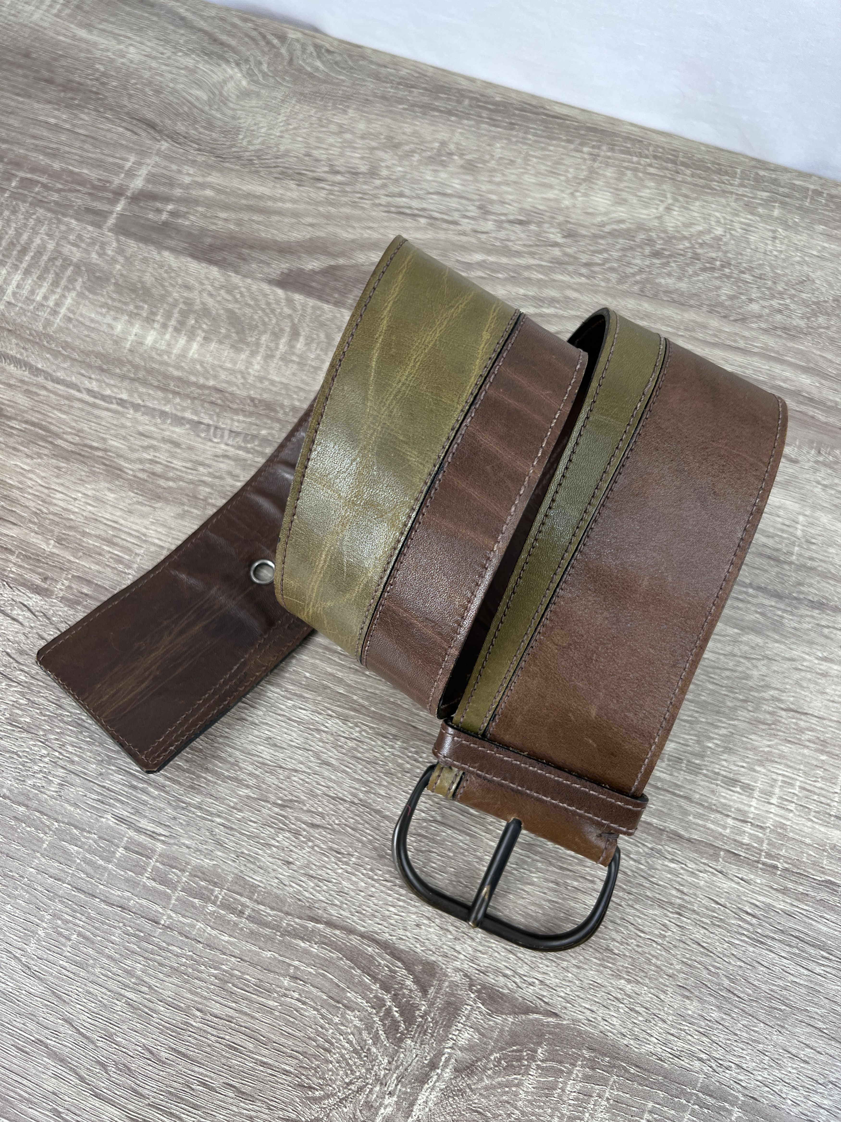 Saint Laurent Paris Saint Laurent Rive Gauche 2 Colored Wide Leather Waist Belt Size ONE SIZE - 1 Thumbnail