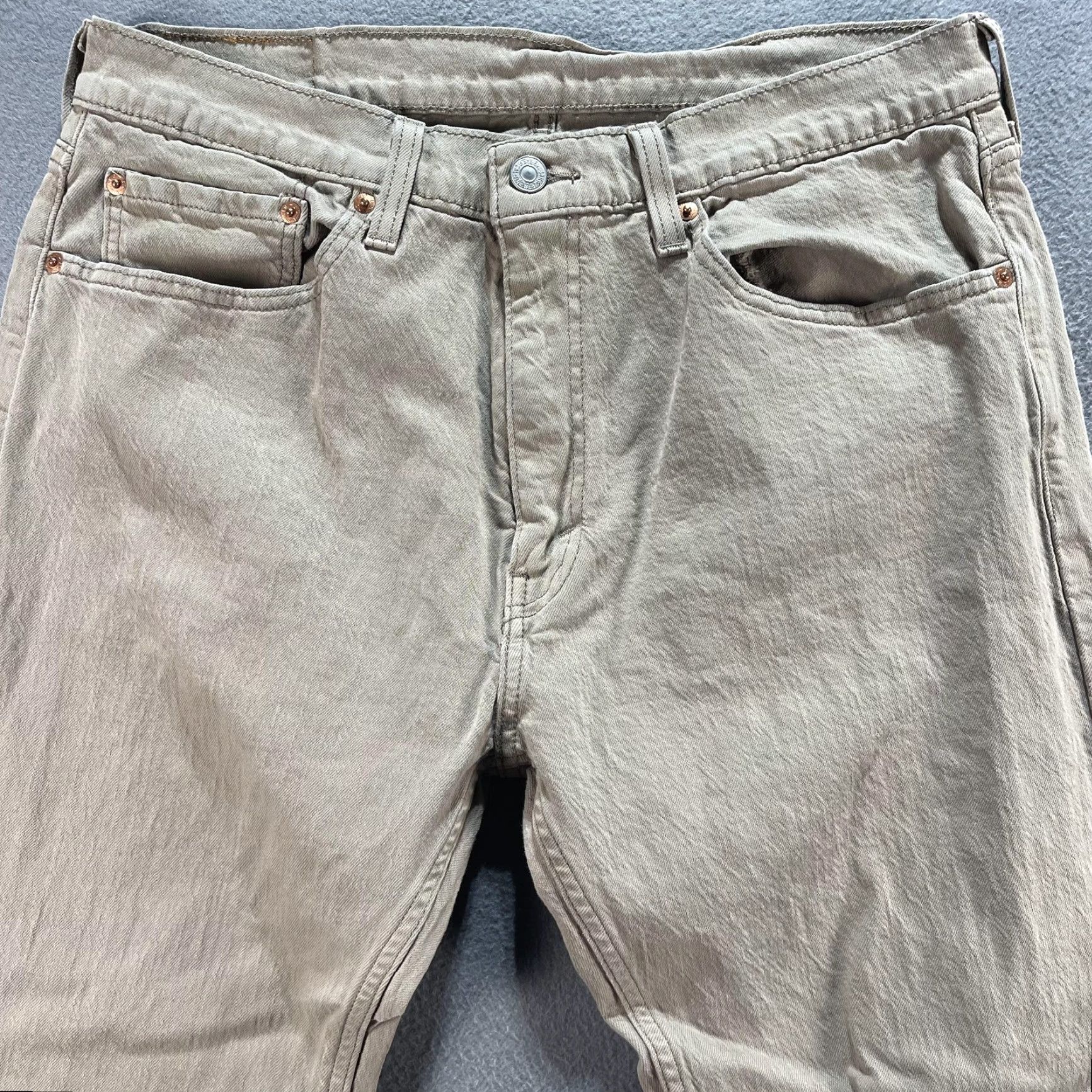 Levi's Levi's 505 Jeans Mens 34x32 Beige Straight Fit Denim Pants Zip Fly Pockets Size US 34 / EU 50 - 3 Thumbnail