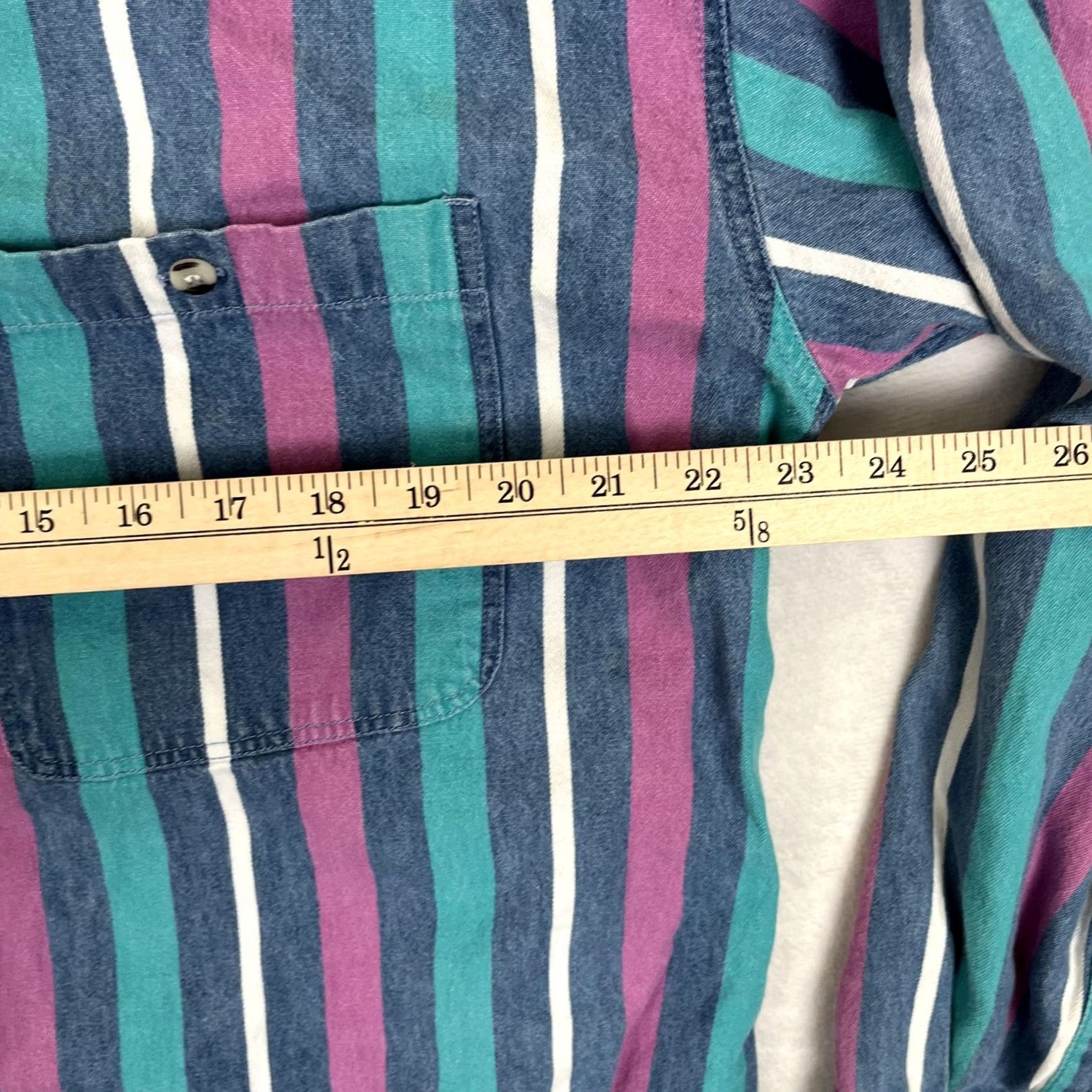 Revenge VINTAGE Revenge Shirt Mens XL Purple Striped Denim Long Sleeve Button Front Size US XL / EU 56 / 4 - 5 Thumbnail