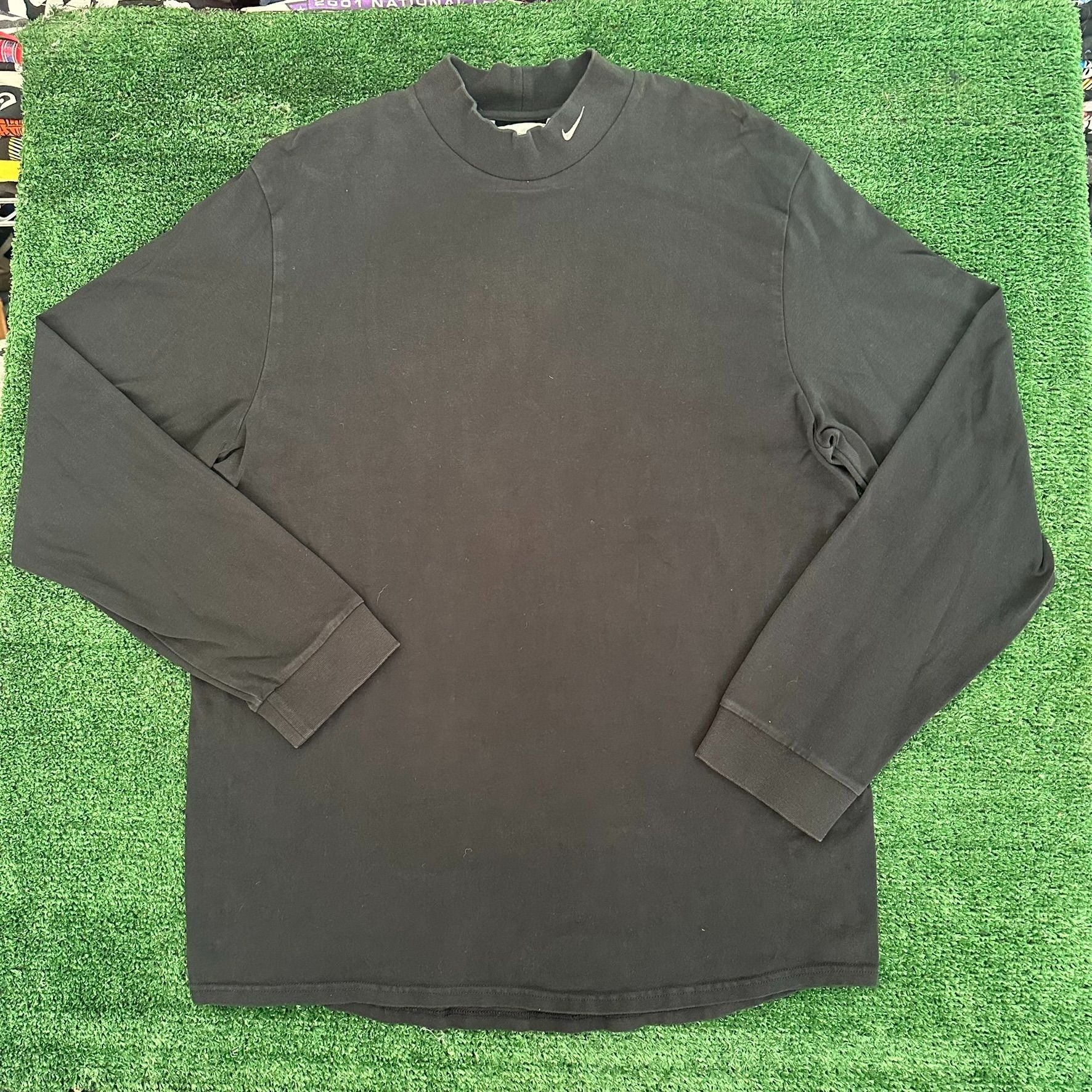 Nike Vintage Y2K Nike Swoosh Mock Neck T-Shirt Long Sleeve Black Size US L / EU 52-54 / 3 - 1 Thumbnail
